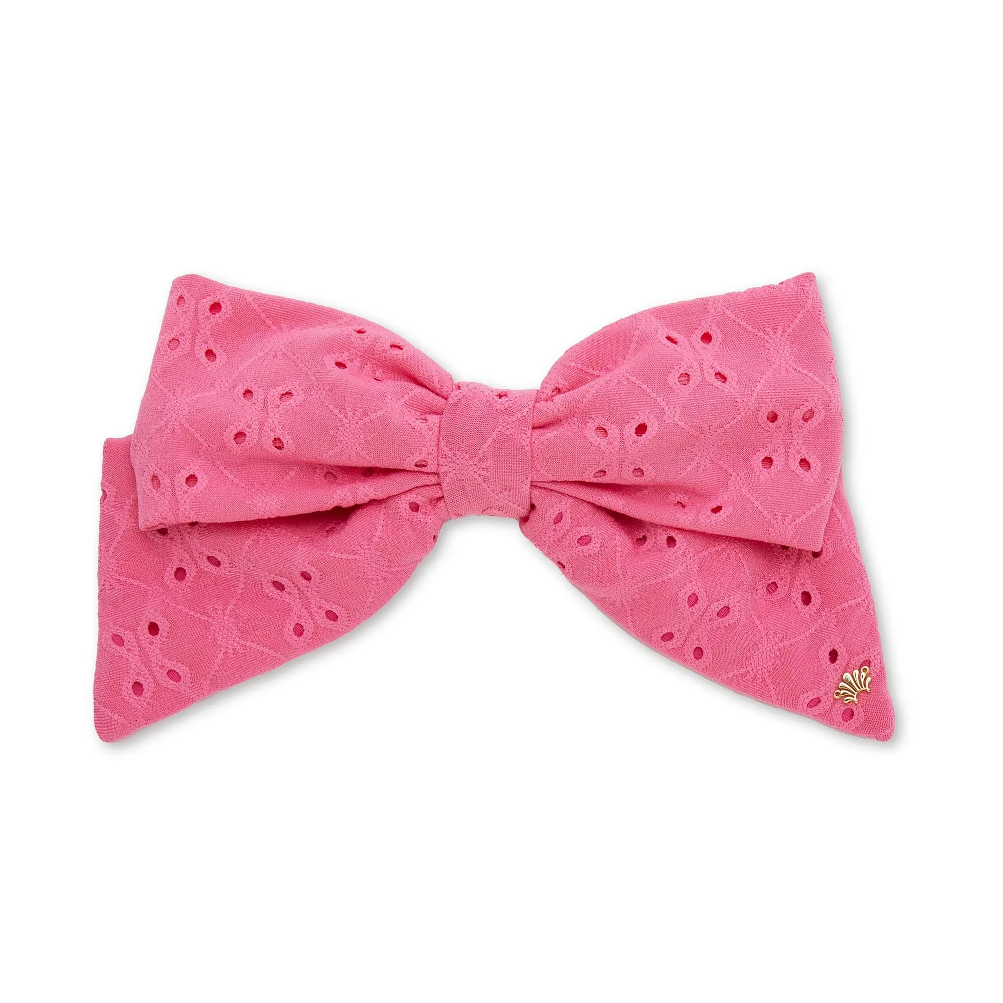 FUCHSIA NATALIA EYELET BOW BARRETTE sold by Lele Sadoughi