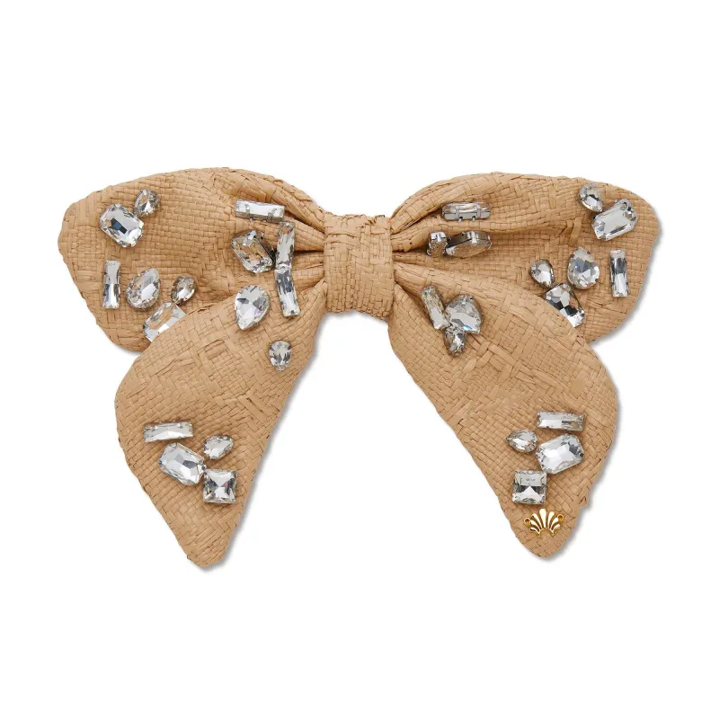 NATURAL LIBBY CANDY CRYSTAL RAFFIA BOW sold by Lele Sadoughi