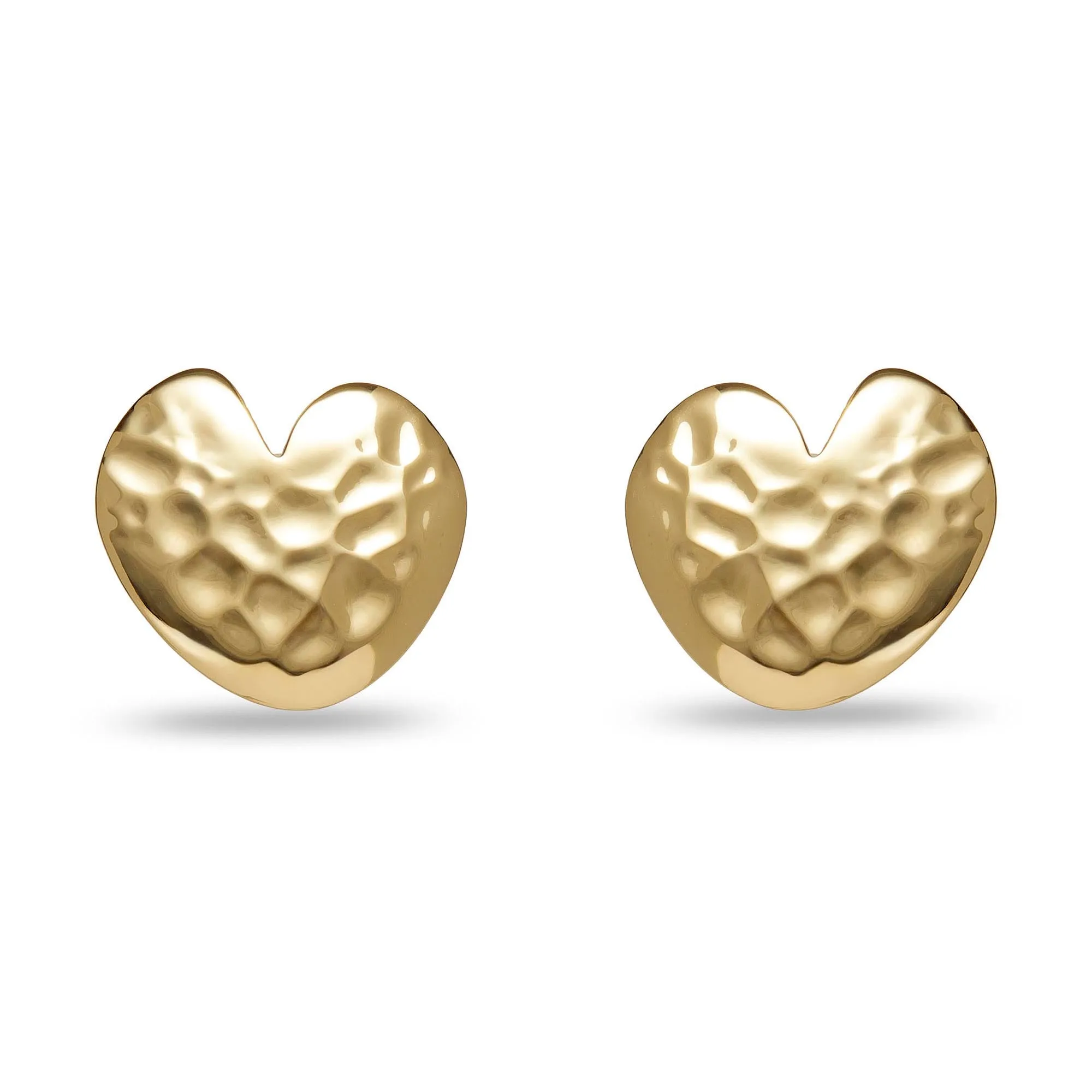 GOLD HAMMERED HEART BUTTON EARRINGS sold by Lele Sadoughi