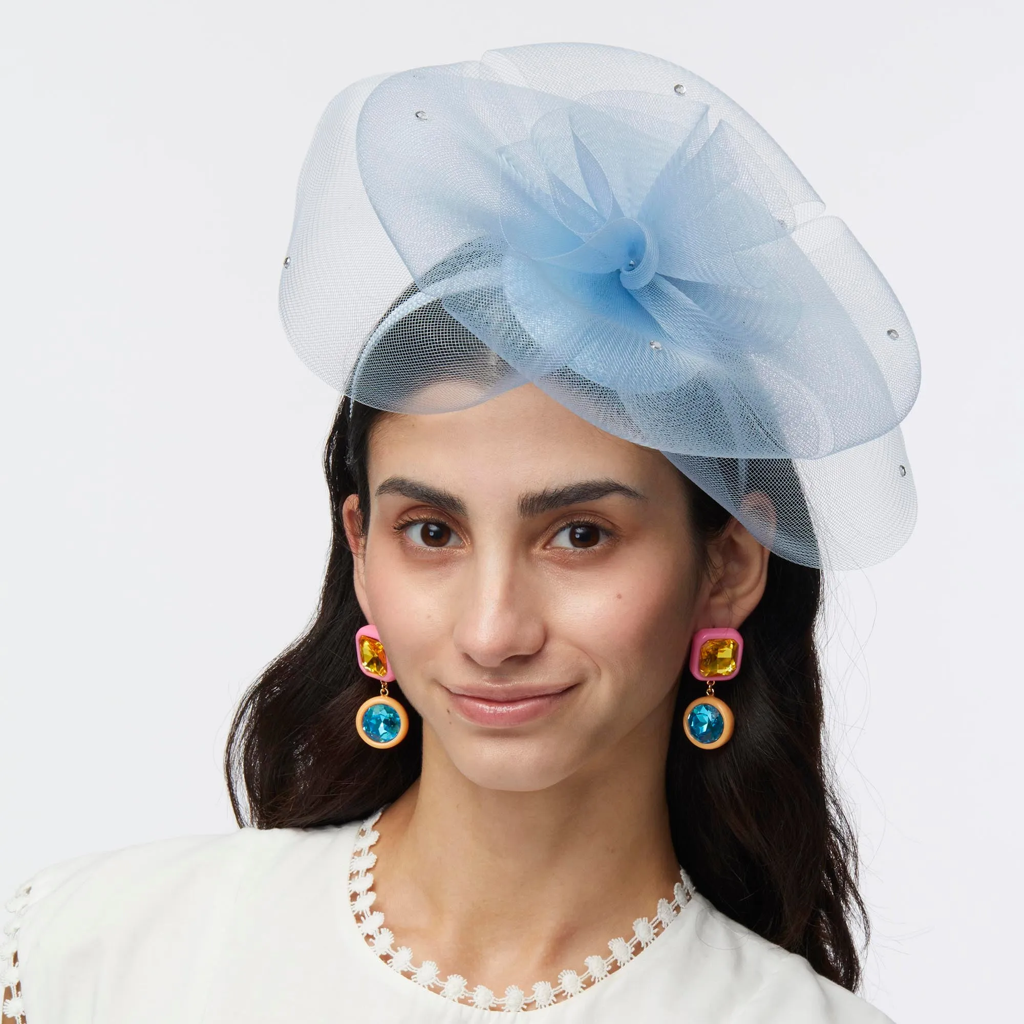 SKY BLUE FLORAL VEIL FASCINATOR sold by Lele Sadoughi product image thumbnail 2