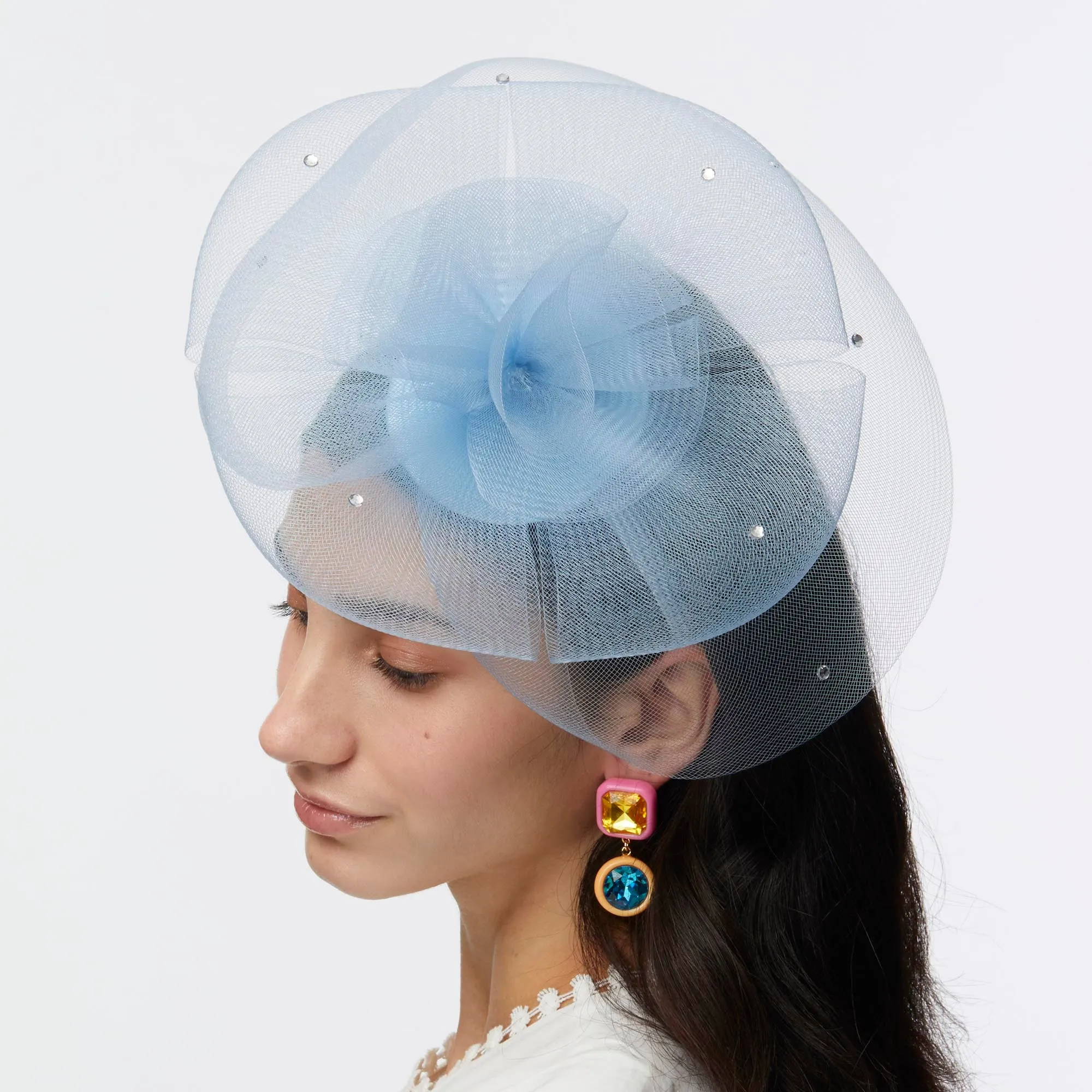 SKY BLUE FLORAL VEIL FASCINATOR sold by Lele Sadoughi product image thumbnail 3
