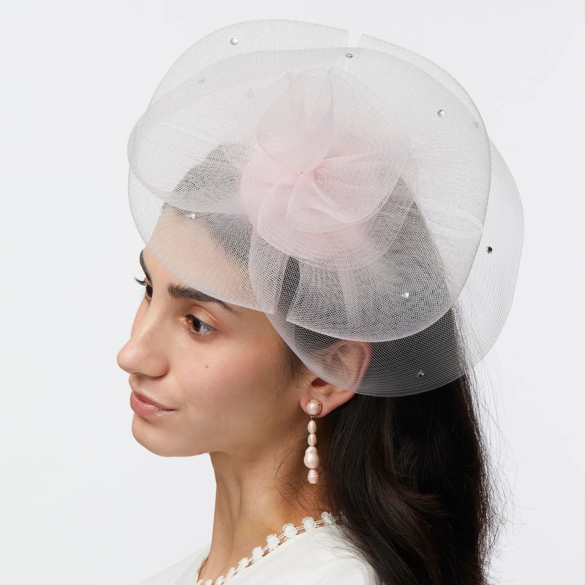 CRYSTAL PINK FLORAL VEIL FASCINATOR sold by Lele Sadoughi product image thumbnail 3