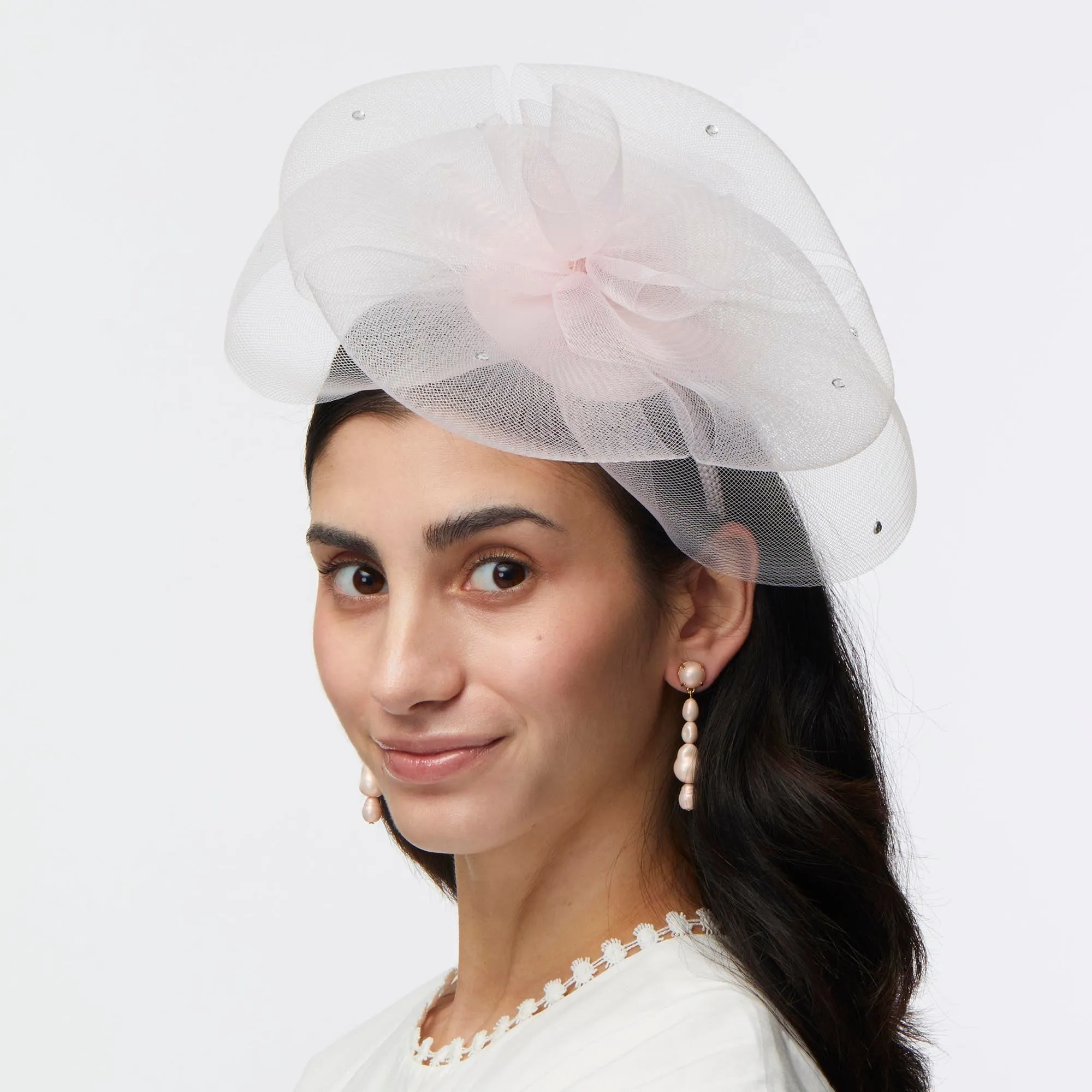 CRYSTAL PINK FLORAL VEIL FASCINATOR sold by Lele Sadoughi product image thumbnail 2