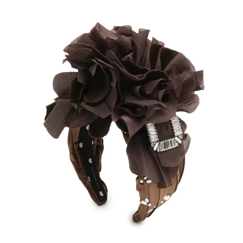 CHOCOLATE JEWELED ROSE FLORAL BOUQUET HEADBAND sold by Lele Sadoughi