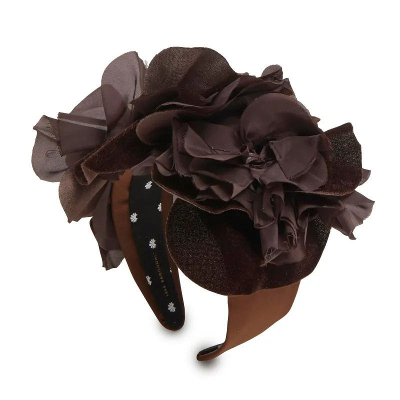 ESPRESSO ROSE FLORAL BOUQUET HEADBAND sold by Lele Sadoughi