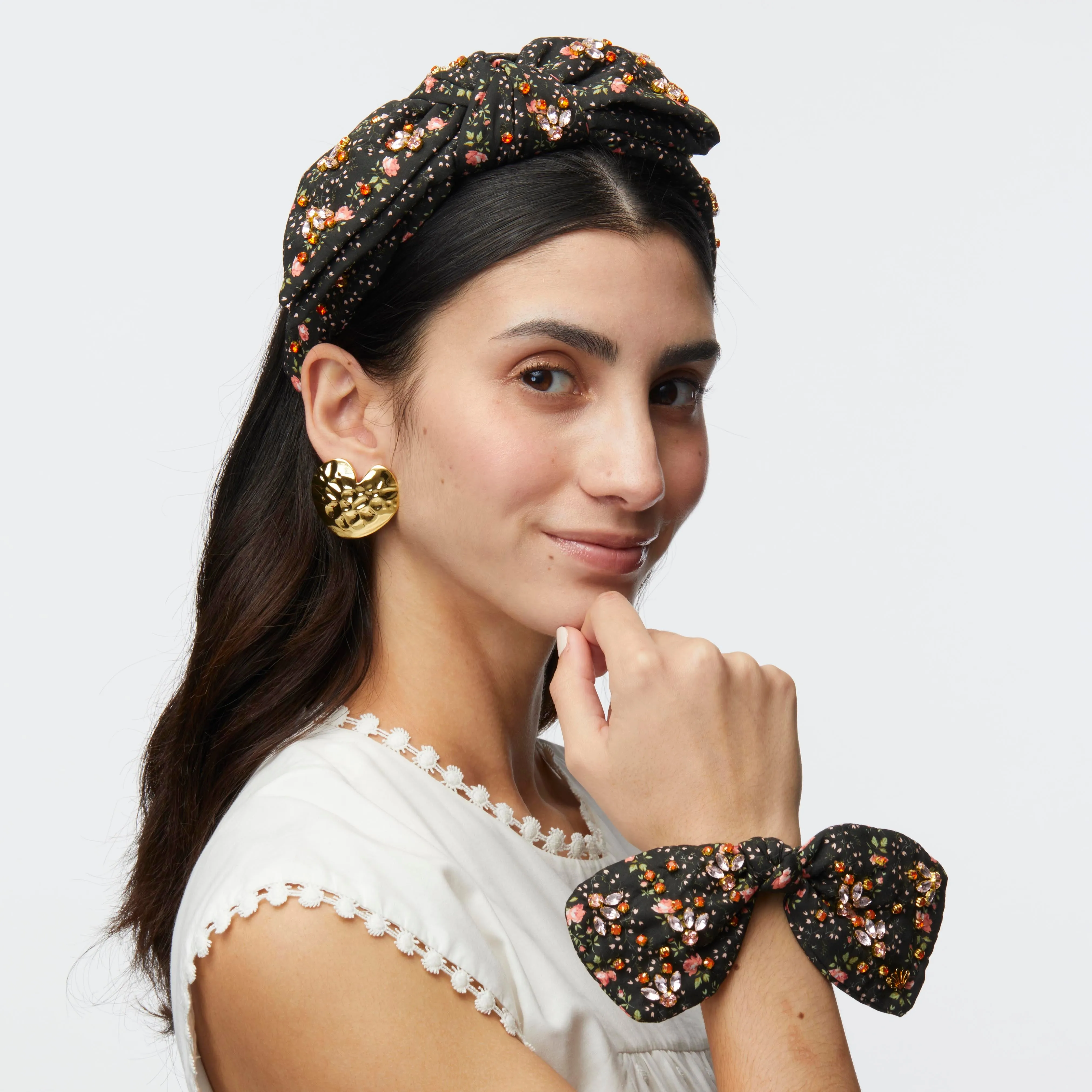 EVIE STRIPE HOLLY LIBERTY EMBELLISHED HEADBAND sold by Lele Sadoughi product image thumbnail 4