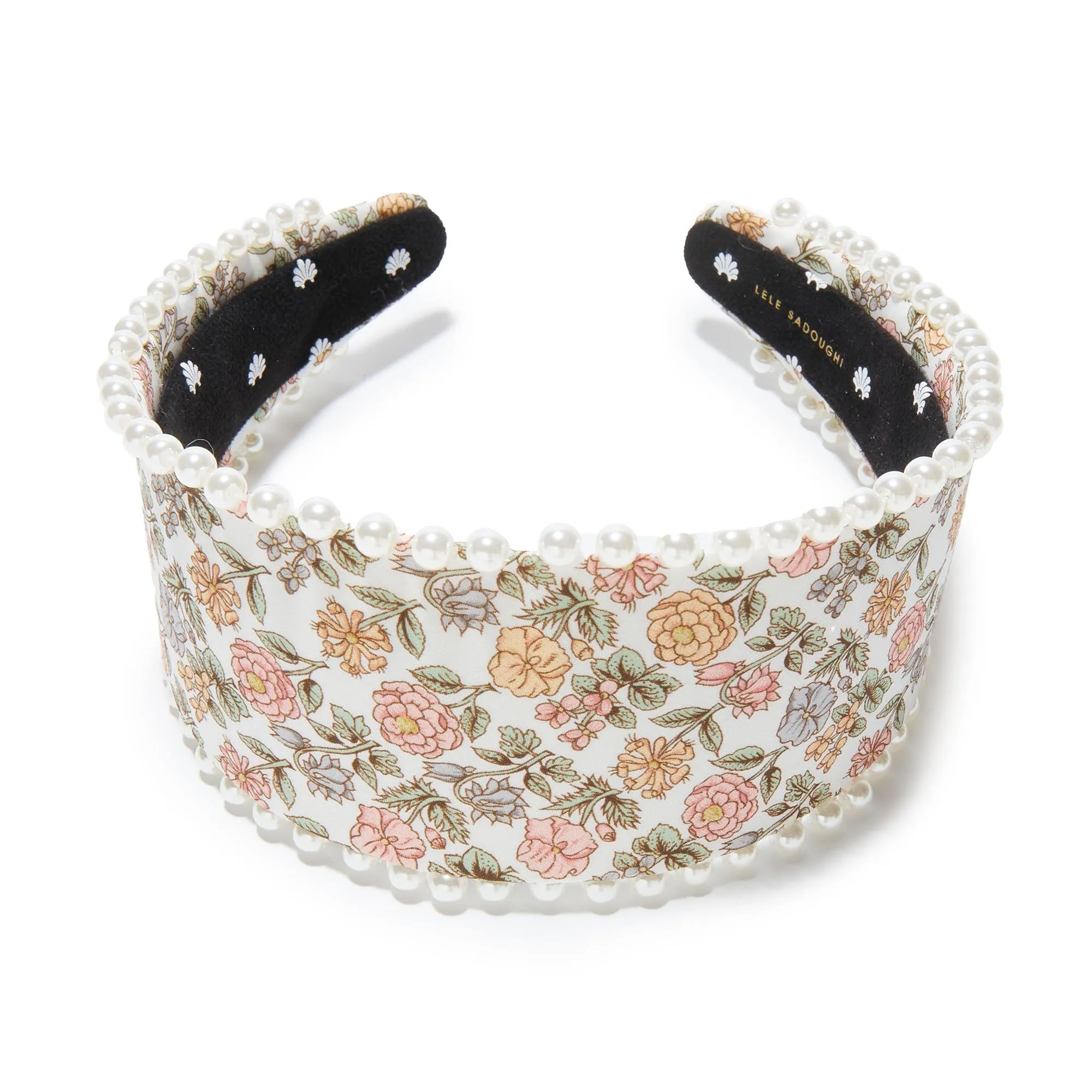 DAVALIA FLOWERS BRIGITTE LIBERTY PEARL TRIM HEADBAND sold by Lele Sadoughi product image thumbnail 3