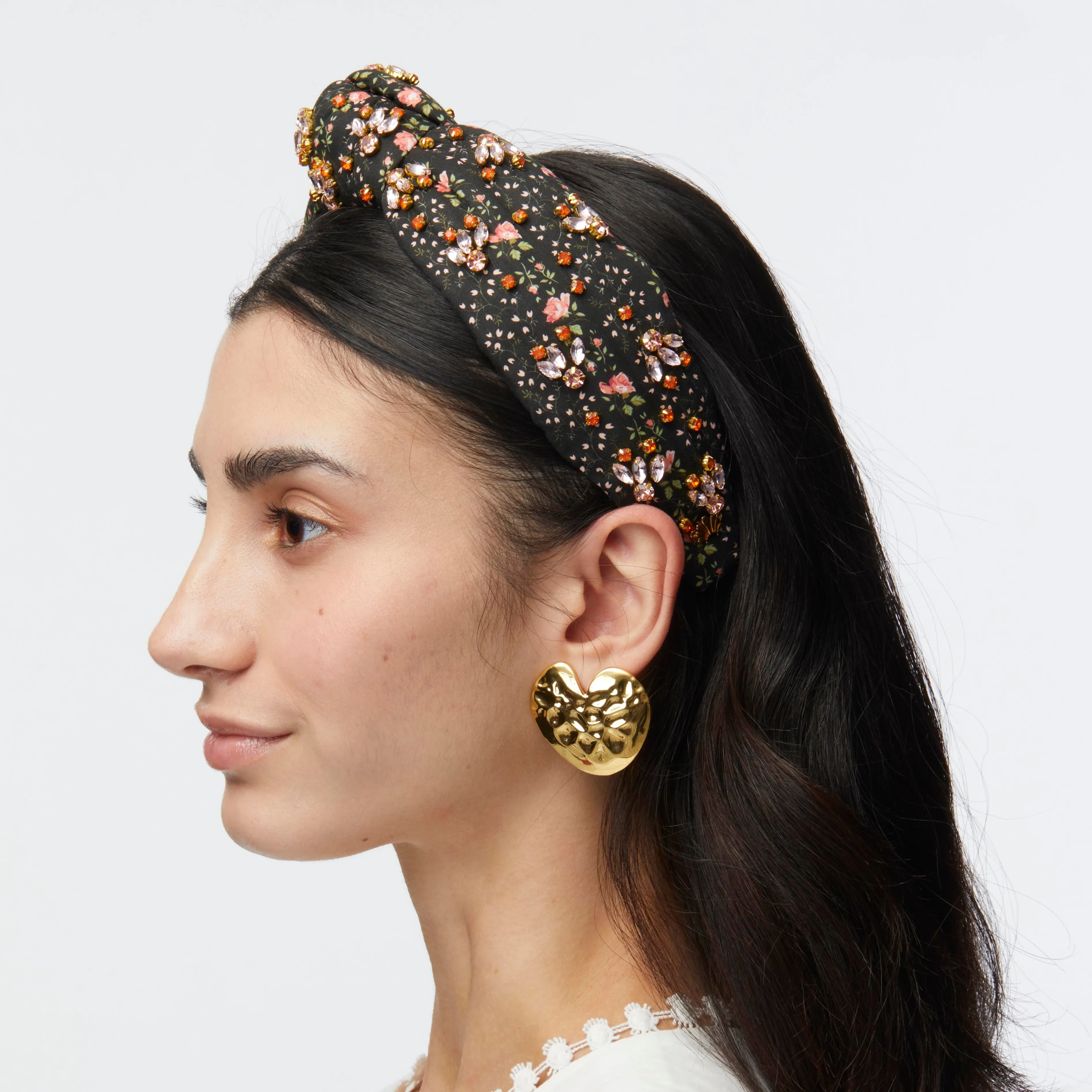 EVIE STRIPE KNOTTED LIBERTY FLORAL EMBELLISHED HEADBAND sold by Lele Sadoughi product image thumbnail 4