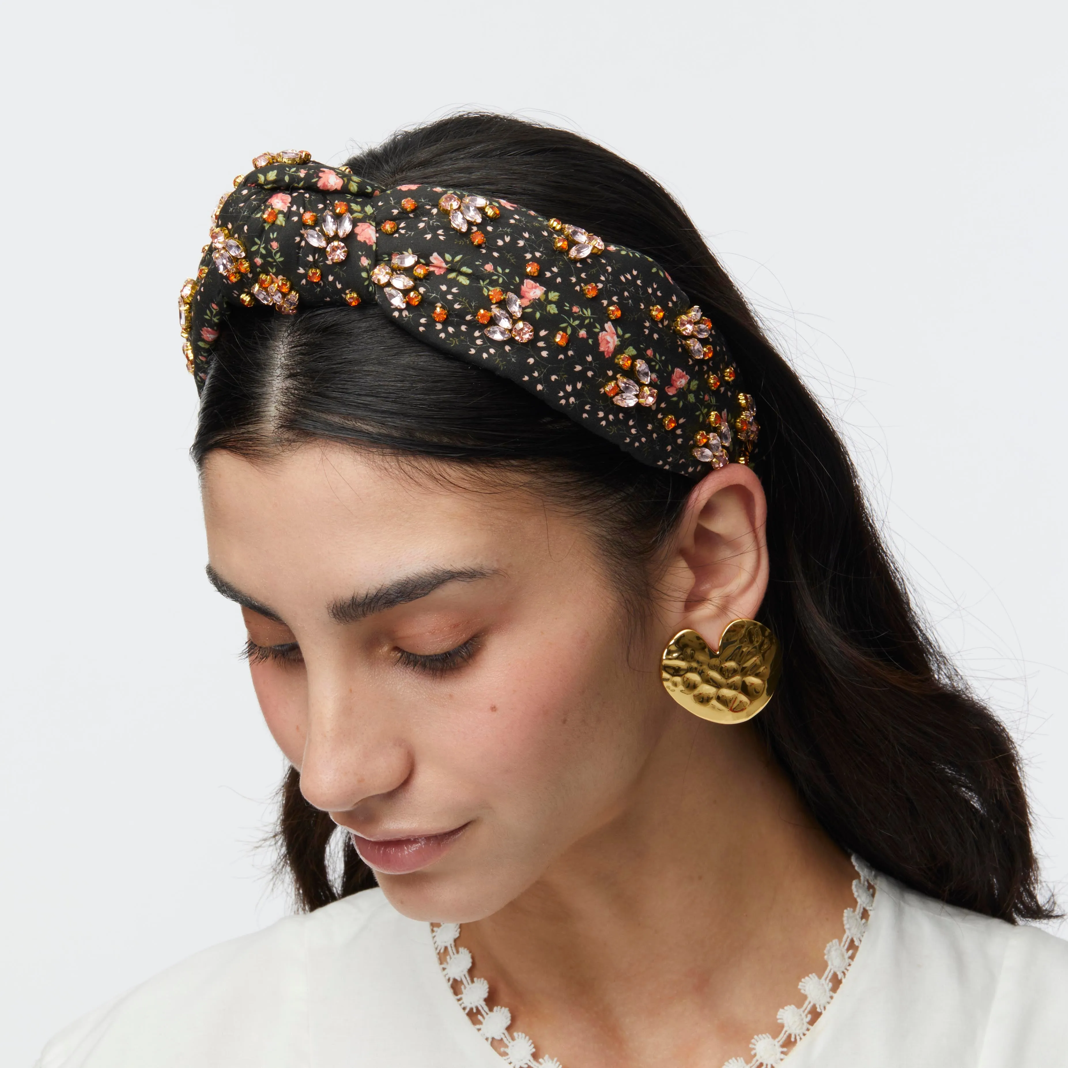 EVIE STRIPE KNOTTED LIBERTY FLORAL EMBELLISHED HEADBAND sold by Lele Sadoughi product image thumbnail 2