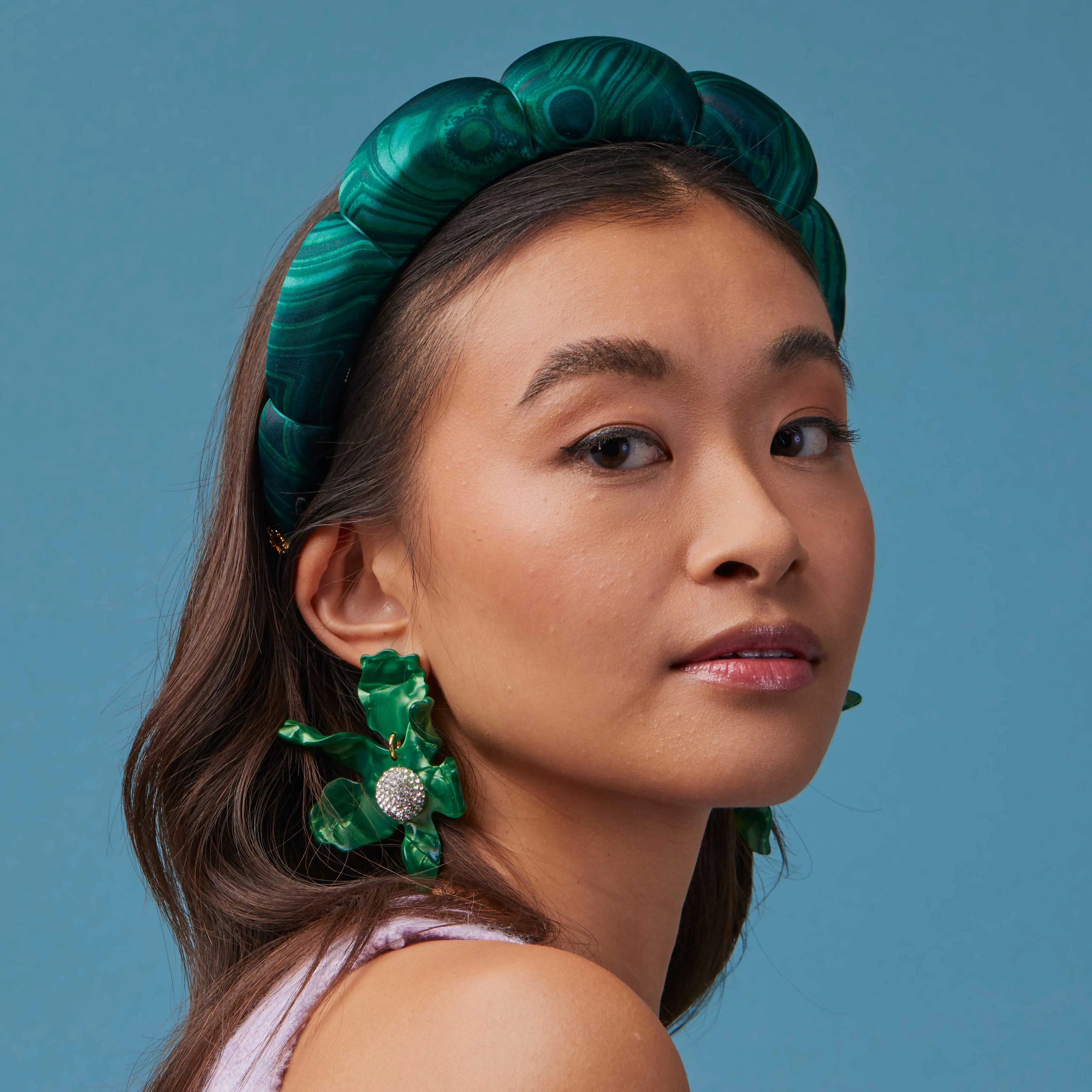 MALACHITE SILK SCALLOPED HEADBAND sold by Lele Sadoughi product image thumbnail 2