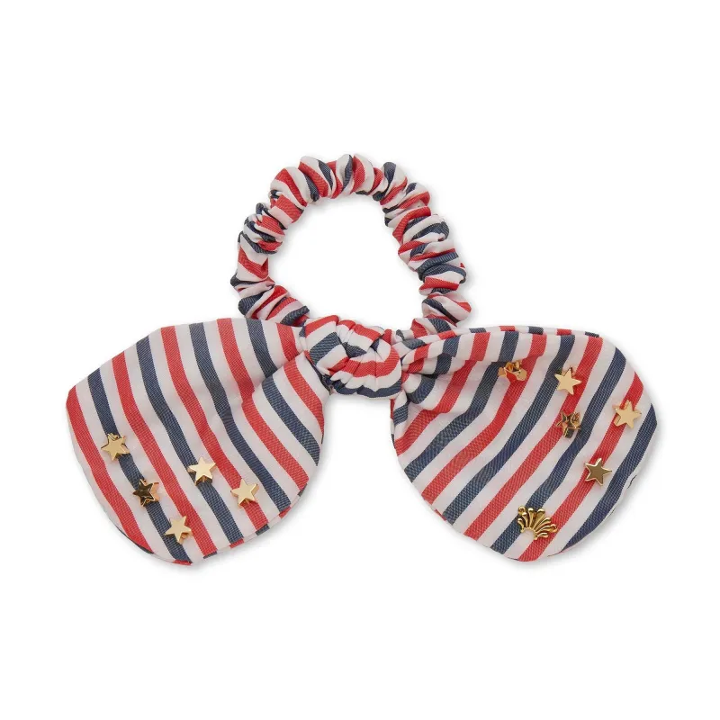PATRIOTIC STRIPE PENNY STRIPED EMBELLISHED BOW SRUNCHIE sold by Lele Sadoughi