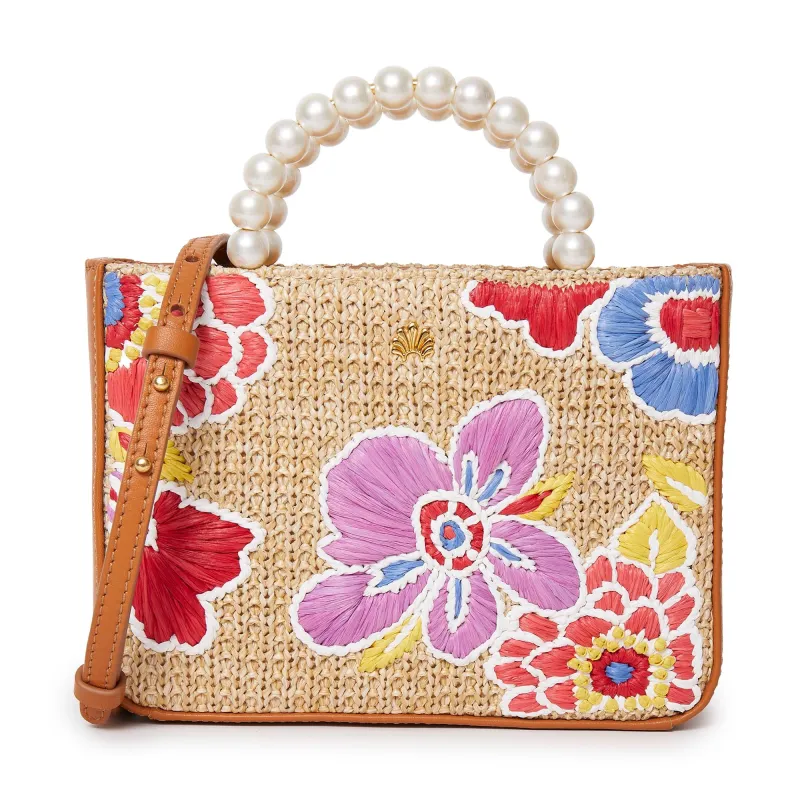 LELE SADOUGHI X TRINA TURK FLORAL PARADISE MAYA RAFFIA MINI TOTE sold by Lele Sadoughi