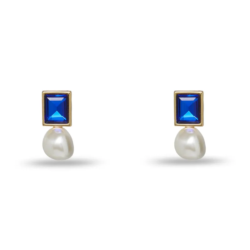 AEGEAN BLUE PEARL DROP EARRINGS sold by Lele Sadoughi