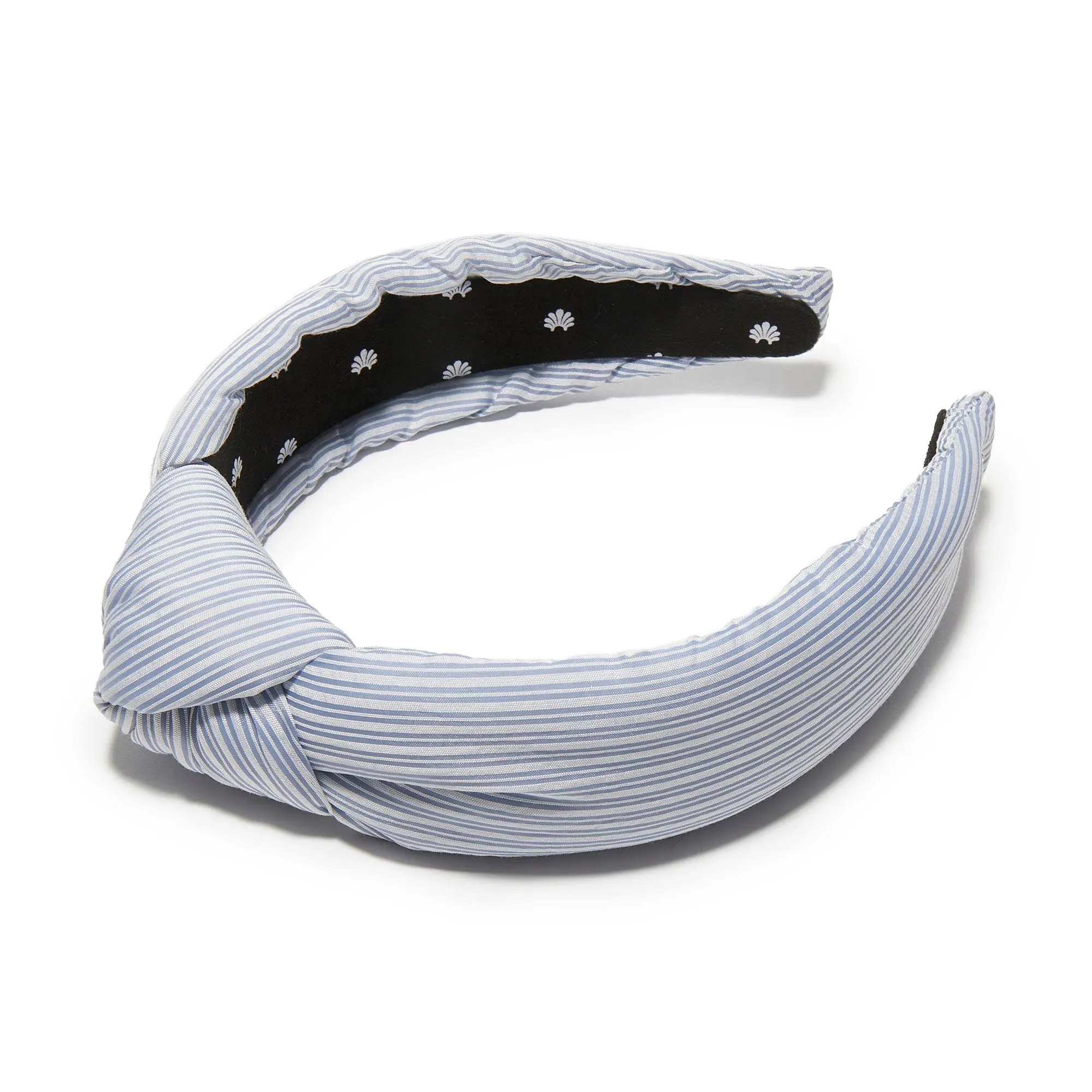 BLUE MIST SEERSUCKER KNOTTED HEADBAND sold by Lele Sadoughi