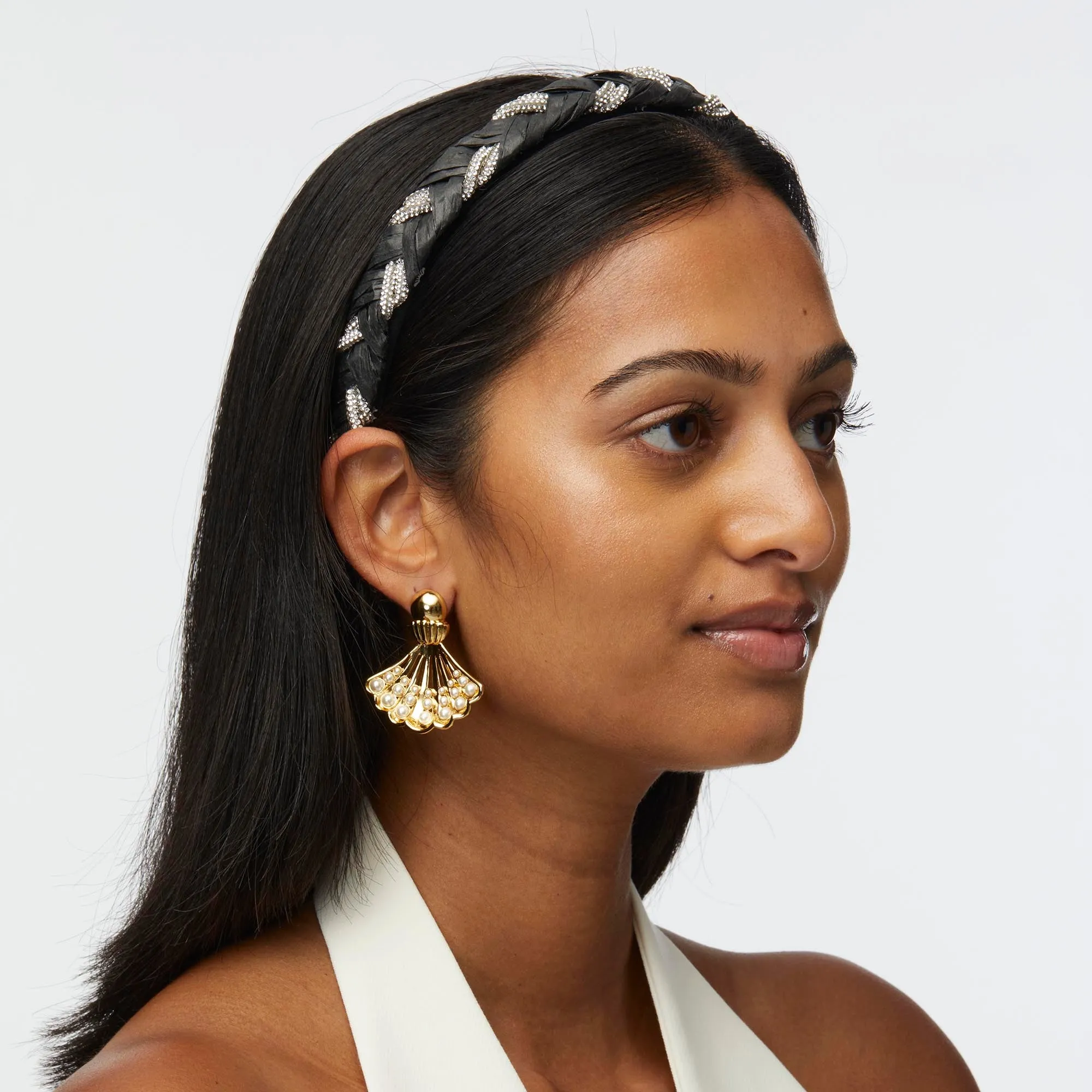 BLACK CRYSTAL GIGI RAFFIA BRAID HEADBAND sold by Lele Sadoughi product image thumbnail 2