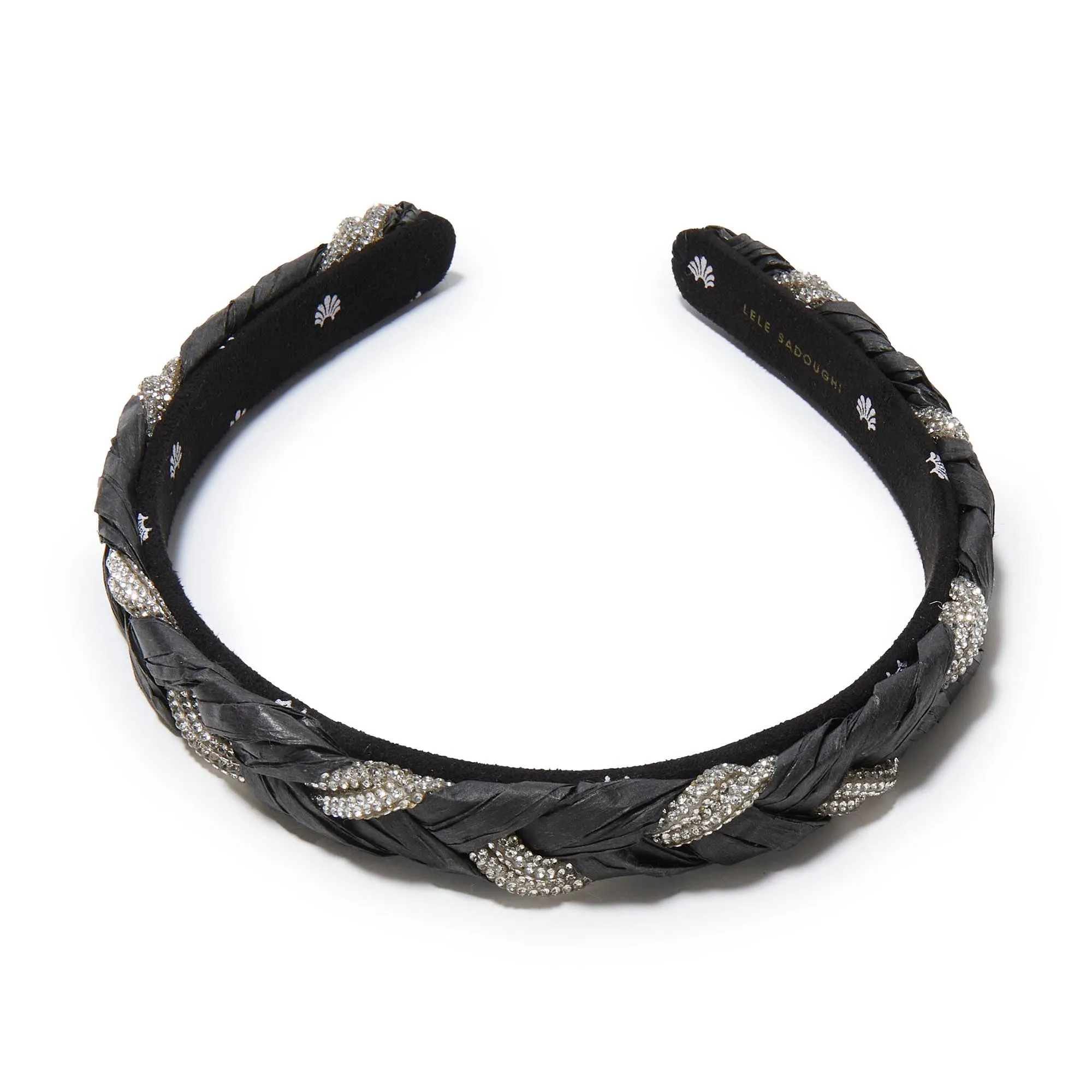 BLACK CRYSTAL GIGI RAFFIA BRAID HEADBAND sold by Lele Sadoughi product image thumbnail 3