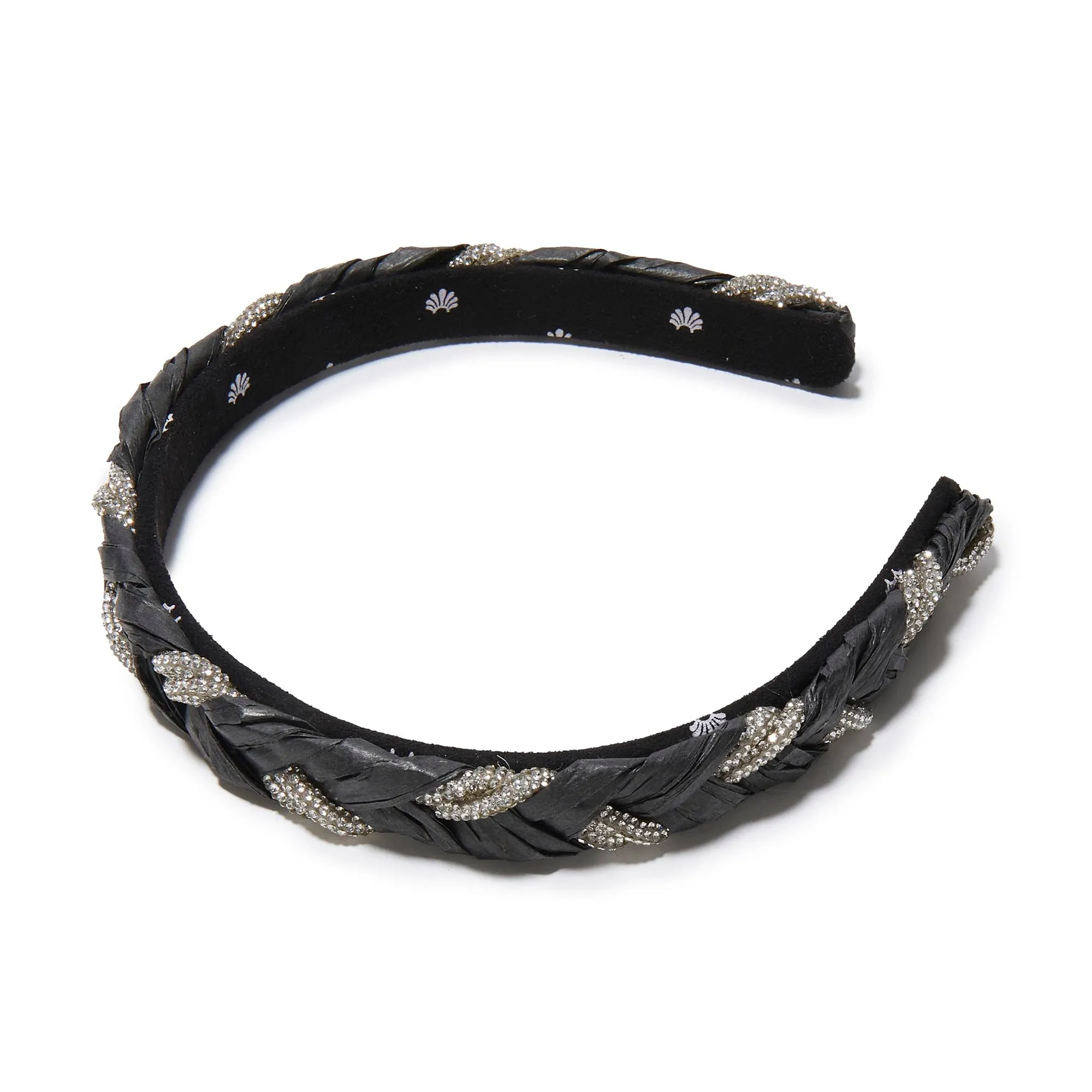 BLACK CRYSTAL GIGI RAFFIA BRAID HEADBAND sold by Lele Sadoughi