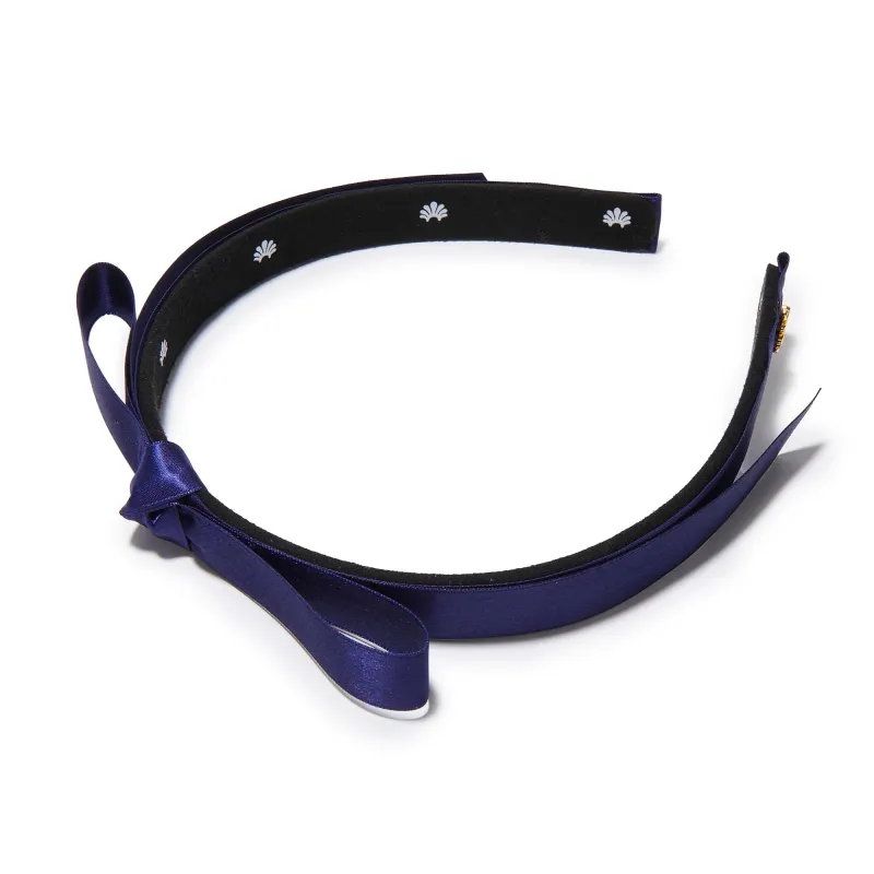NAVY BARDOT SATIN RIBBON HEADBAND sold by Lele Sadoughi