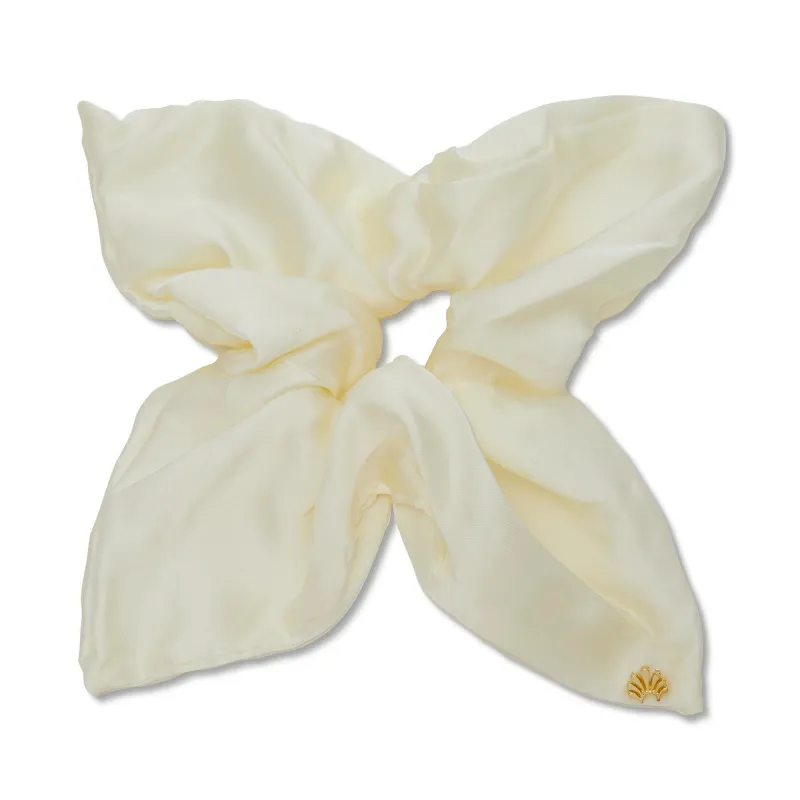IVORY SQUARE SILK SCRUNCHIE sold by Lele Sadoughi