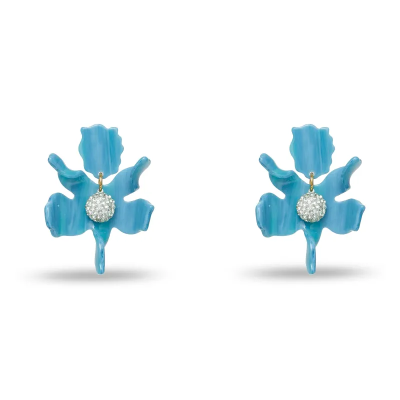 AZURE SMALL CRYSTAL LILY EARRINGS sold by Lele Sadoughi
