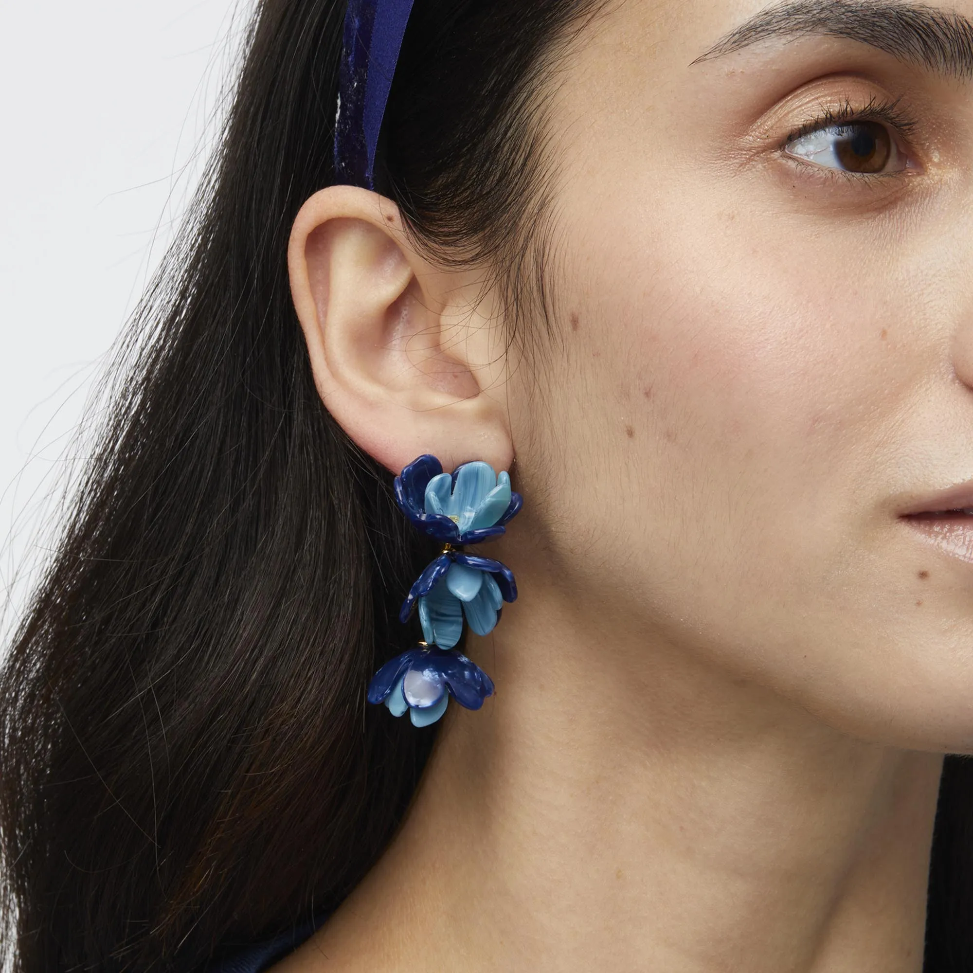 AZURE MINI ROSE DROP EARRINGS sold by Lele Sadoughi product image thumbnail 2