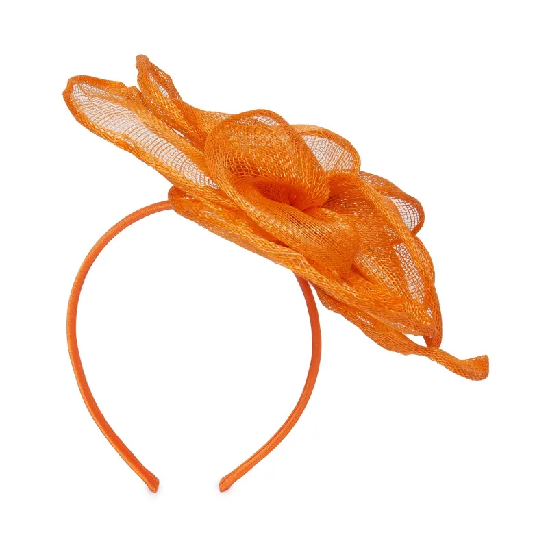 ORANGE FLOWER PETAL FASCINATOR sold by Lele Sadoughi