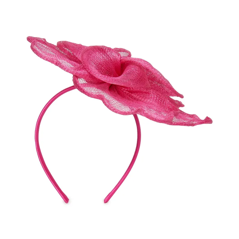 FUCHSIA FLOWER PETAL FASCINATOR sold by Lele Sadoughi