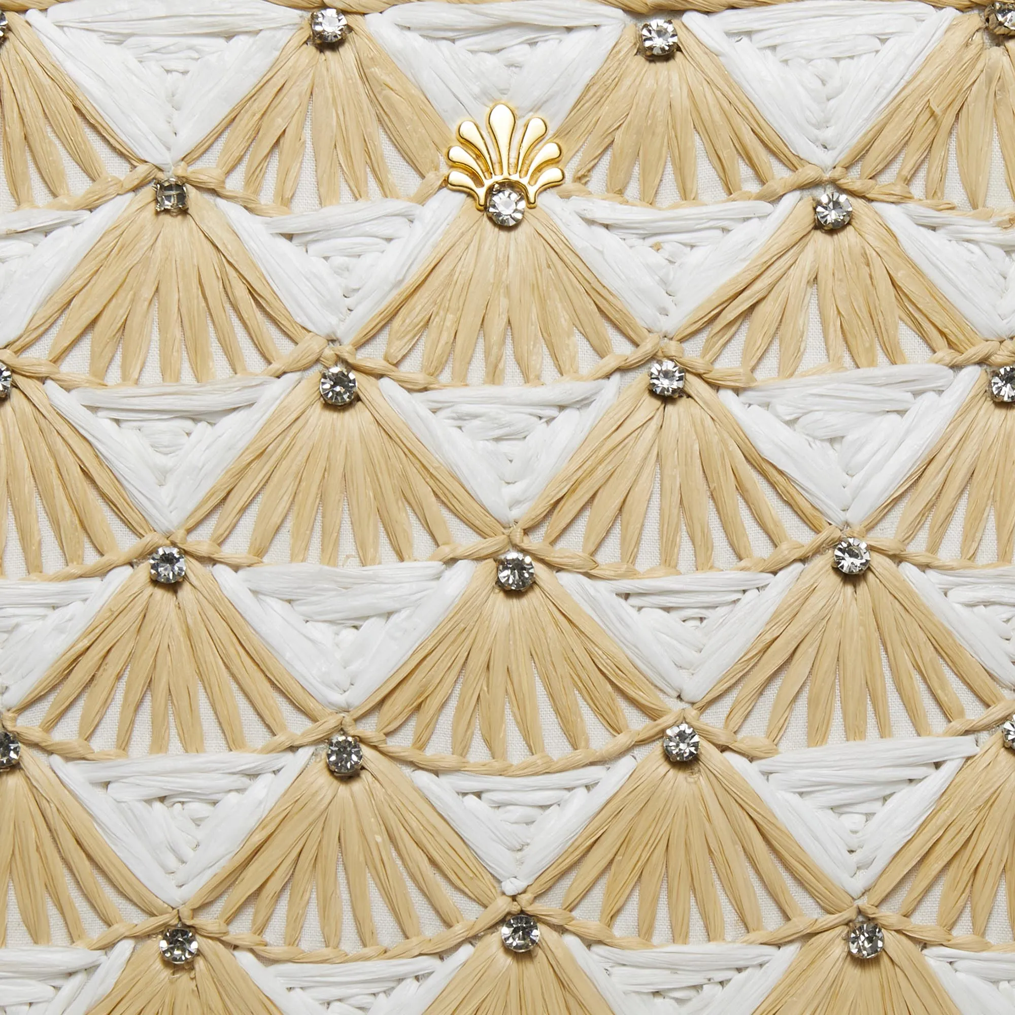 IVORY NATURAL MAYA CRYSTAL FAN RAFFIA MINI TOTE sold by Lele Sadoughi product image thumbnail 3