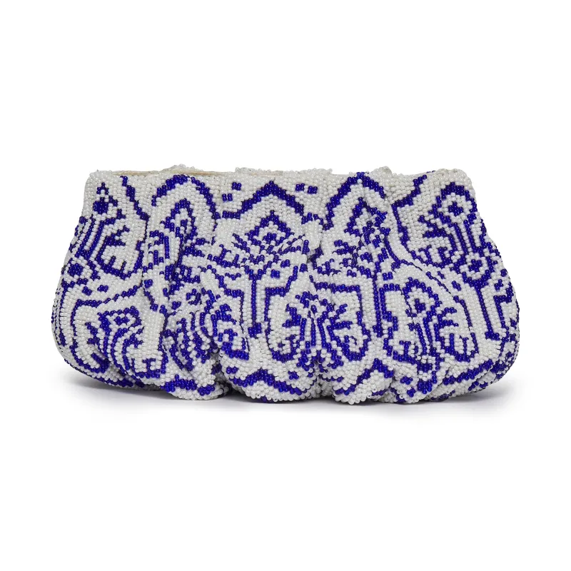 BLUE IVORY CORA BEADED CLUTCH made by Lele Sadoughi
