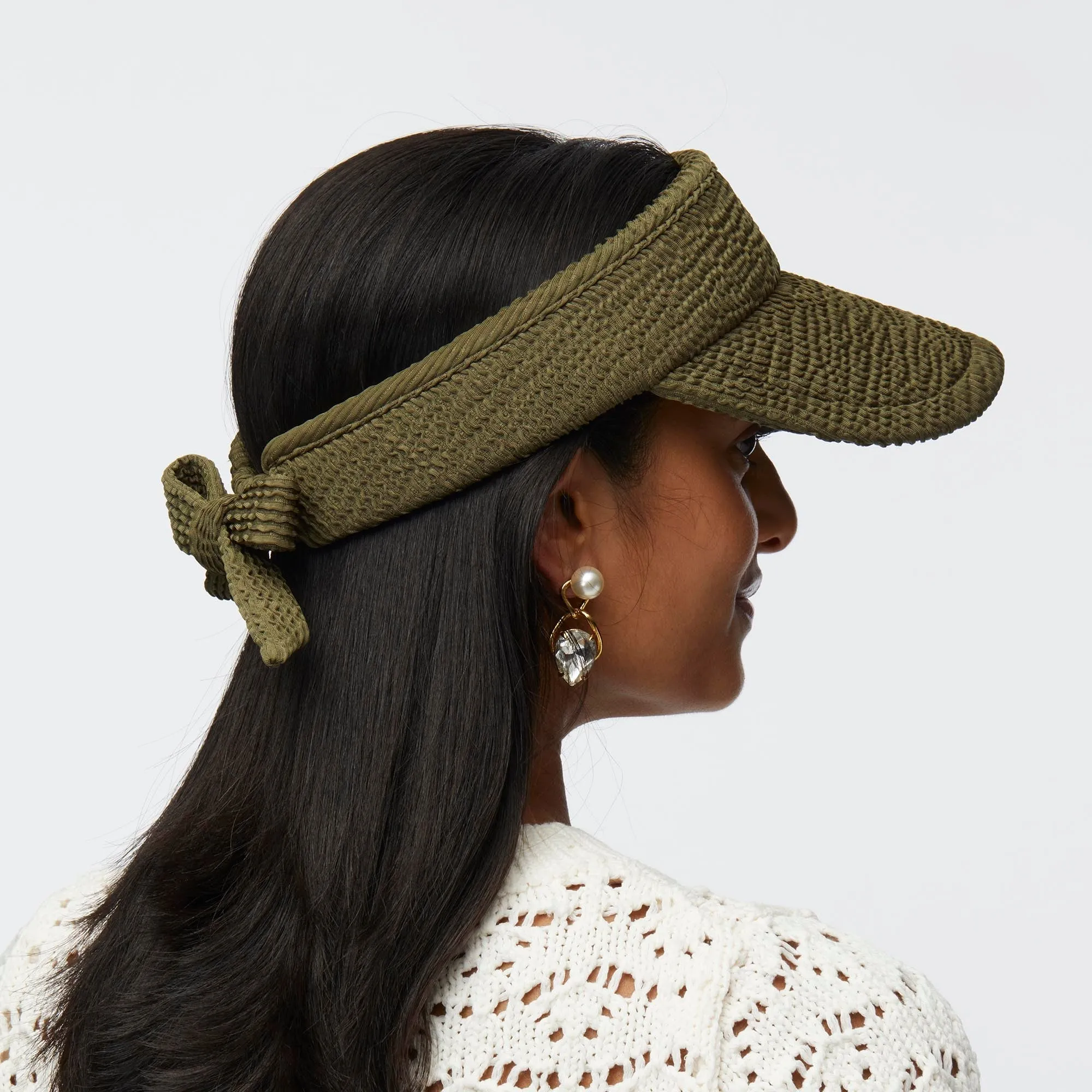 OLIVE SWIMMER BOW TIE VISOR sold by Lele Sadoughi product image thumbnail 5