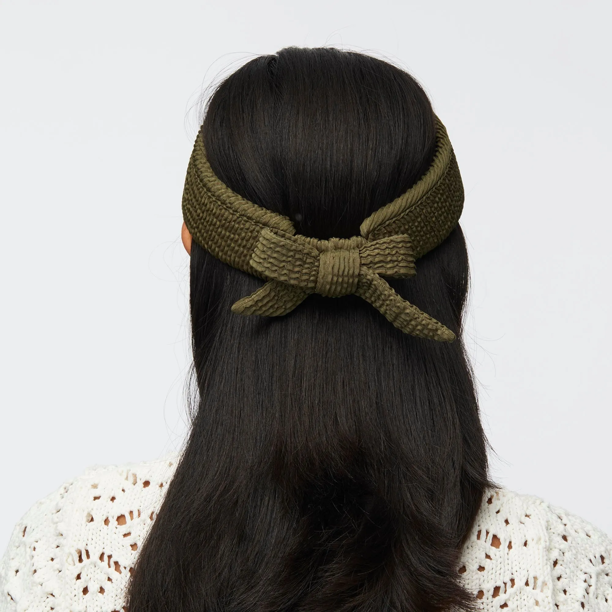 OLIVE SWIMMER BOW TIE VISOR sold by Lele Sadoughi product image thumbnail 4