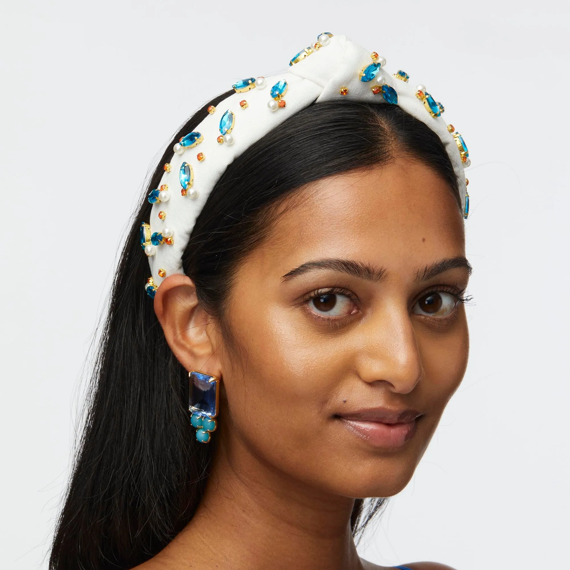IVORY SLIM KNOTTED CRYSTAL EMBELLISHED HEADBAND sold by Lele Sadoughi product image thumbnail 2