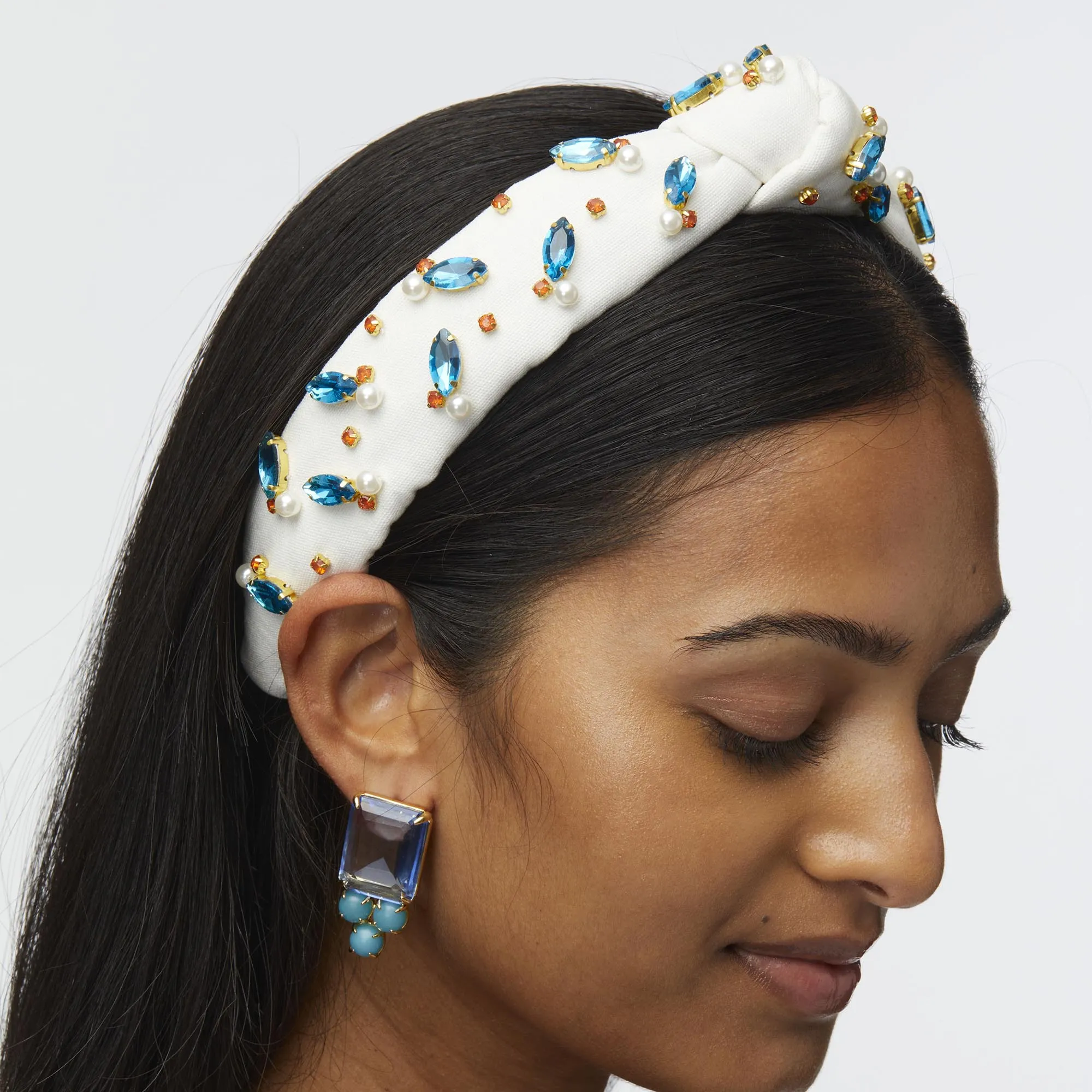 IVORY SLIM KNOTTED CRYSTAL EMBELLISHED HEADBAND sold by Lele Sadoughi product image thumbnail 4