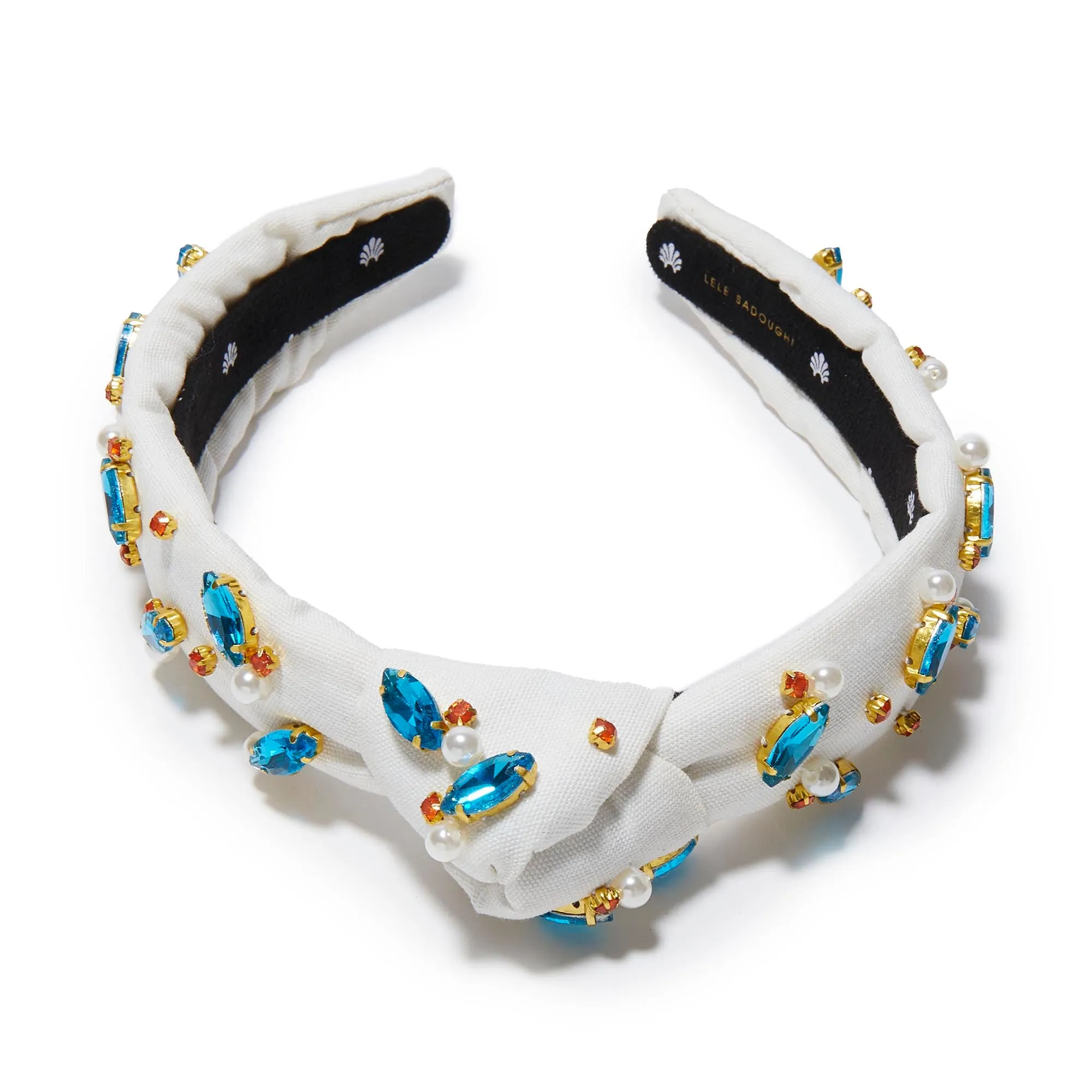 IVORY SLIM KNOTTED CRYSTAL EMBELLISHED HEADBAND sold by Lele Sadoughi product image thumbnail 3