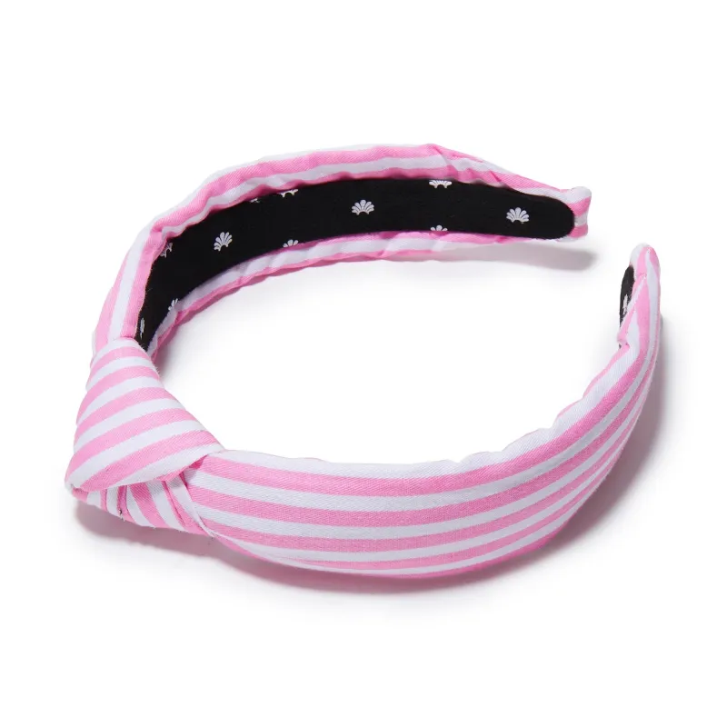 FLAMINGO SLIM KNOTTED SEERSUCKER HEADBAND sold by Lele Sadoughi