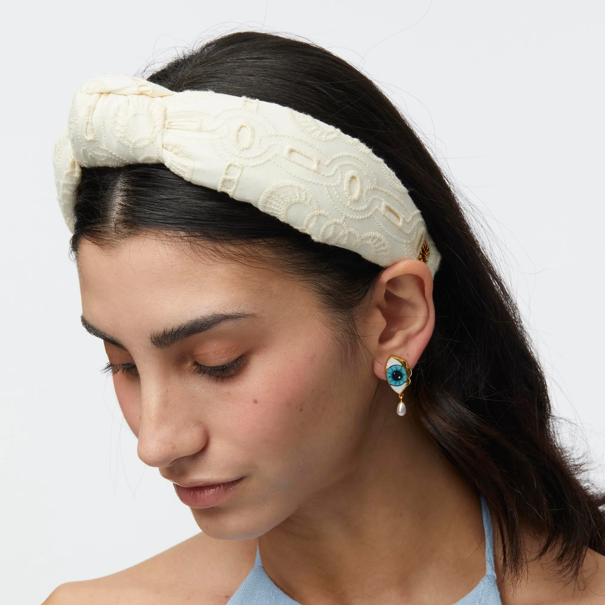 IVORY KNOTTED EYELET HEADBAND sold by Lele Sadoughi product image thumbnail 4