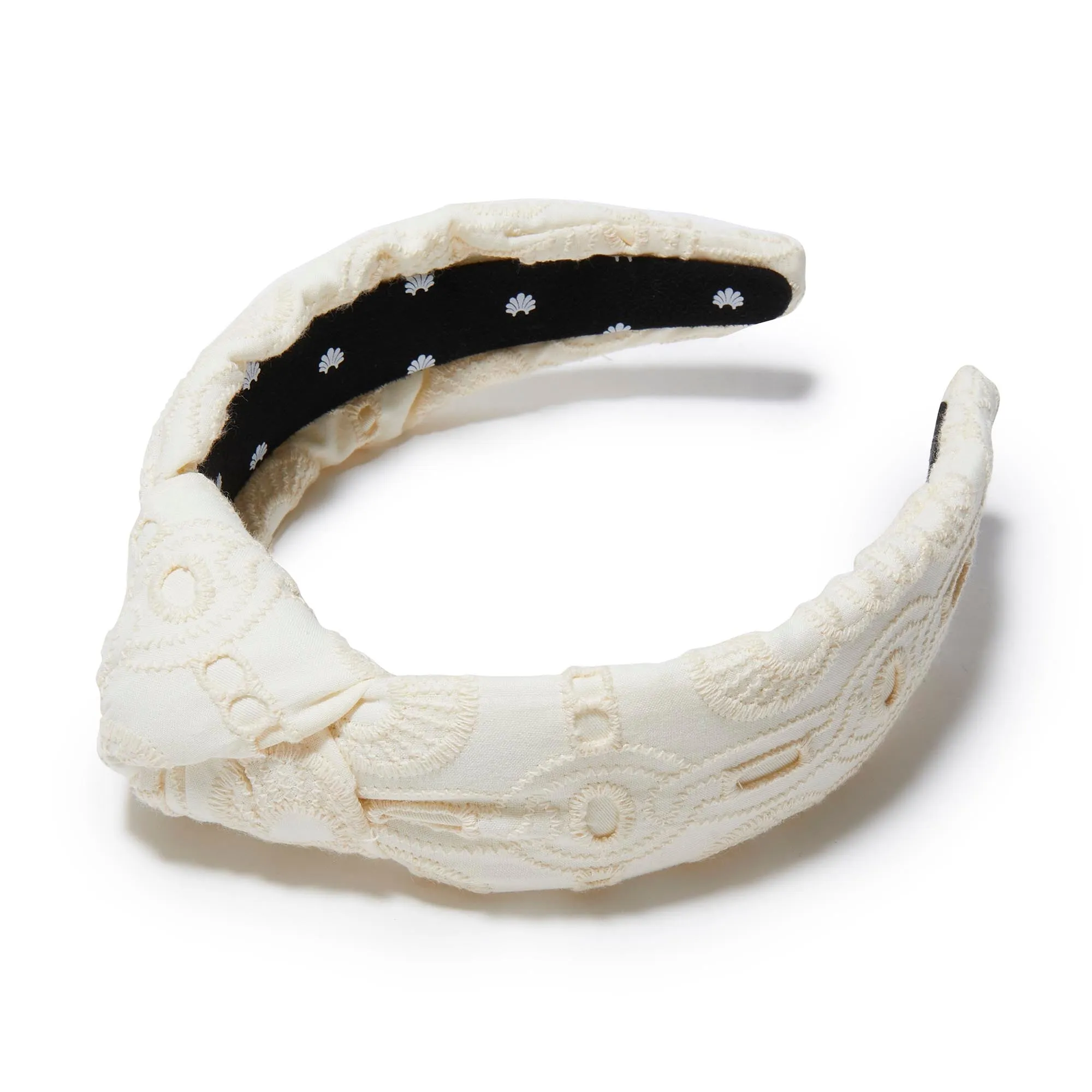 IVORY KNOTTED EYELET HEADBAND sold by Lele Sadoughi