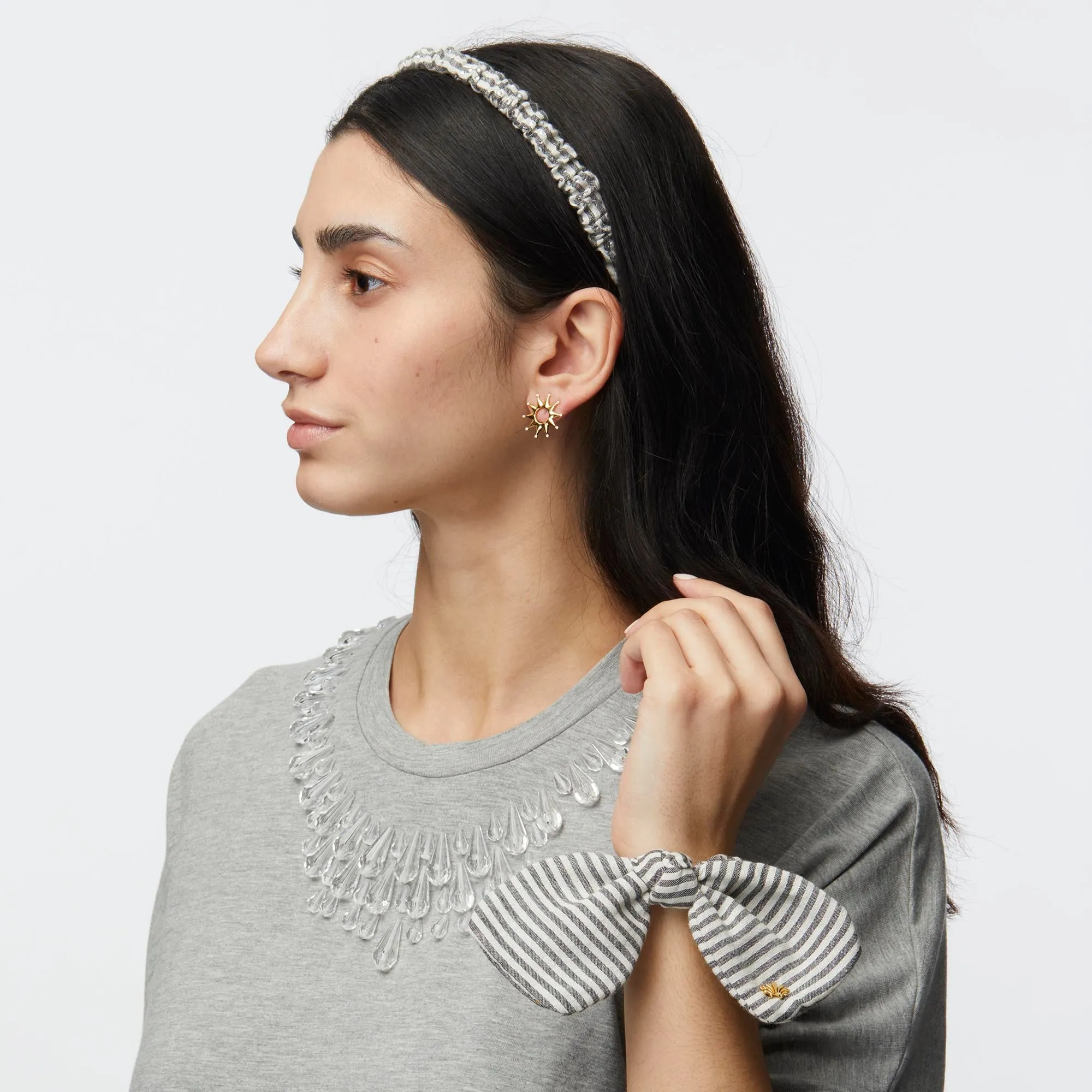 JET PENNY SEERSUCKER BOW SCRUNCHIE sold by Lele Sadoughi product image thumbnail 2