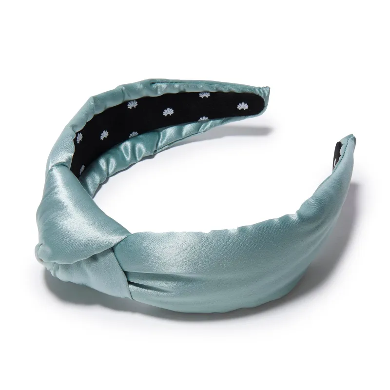 STONE BLUE KNOTTED SILK HEADBAND sold by Lele Sadoughi