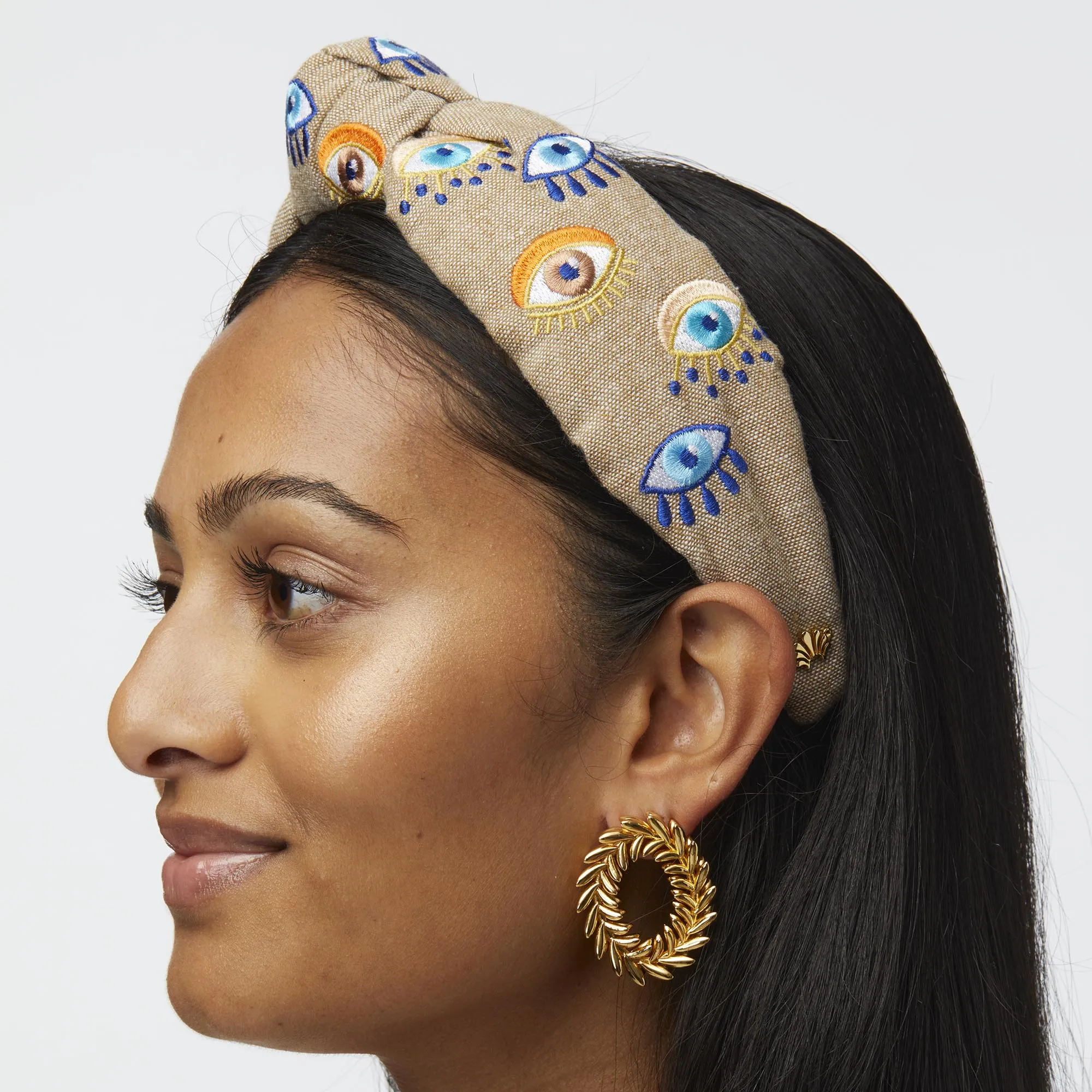 FAWN KNOTTED EVIL EYE EMBROIDERED HEADBAND sold by Lele Sadoughi product image thumbnail 4