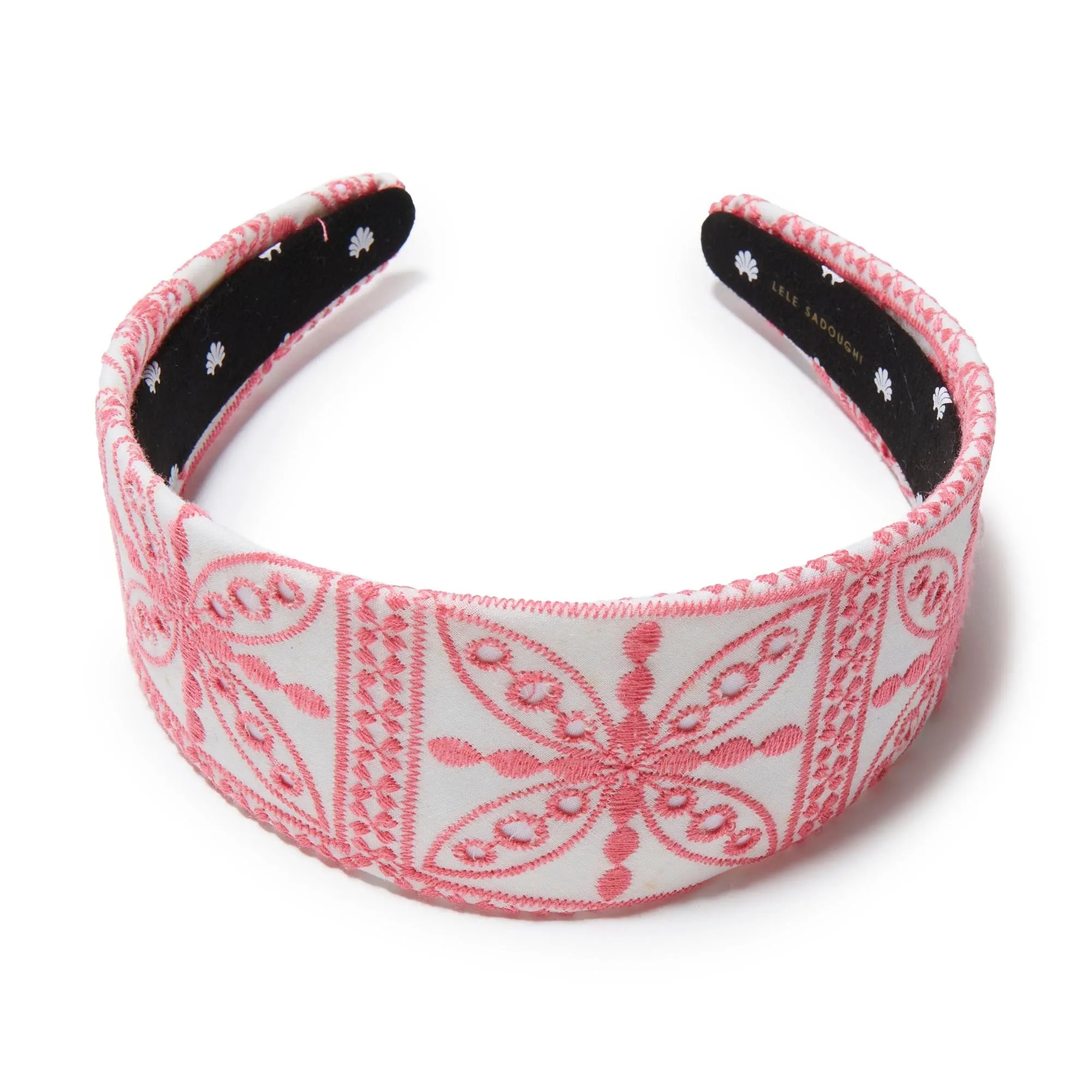 FLAMINGO BRIGITTE FLORAL EYELET HEADBAND sold by Lele Sadoughi product image thumbnail 3