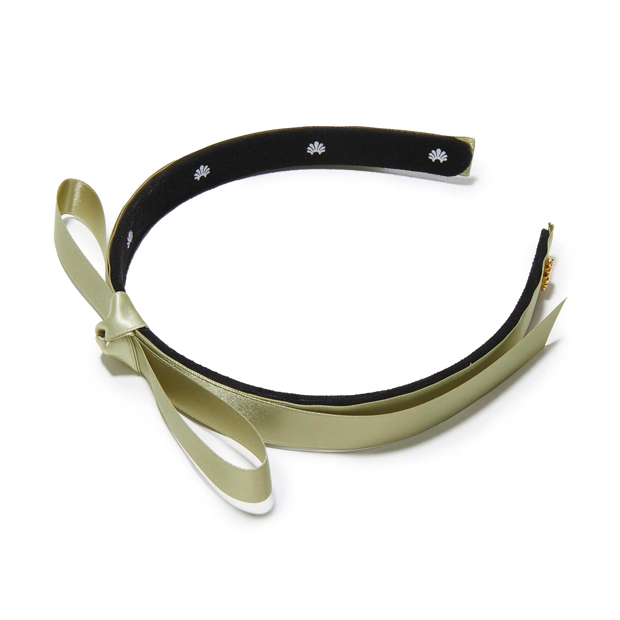 SAGE BARDOT SATIN RIBBON HEADBAND sold by Lele Sadoughi