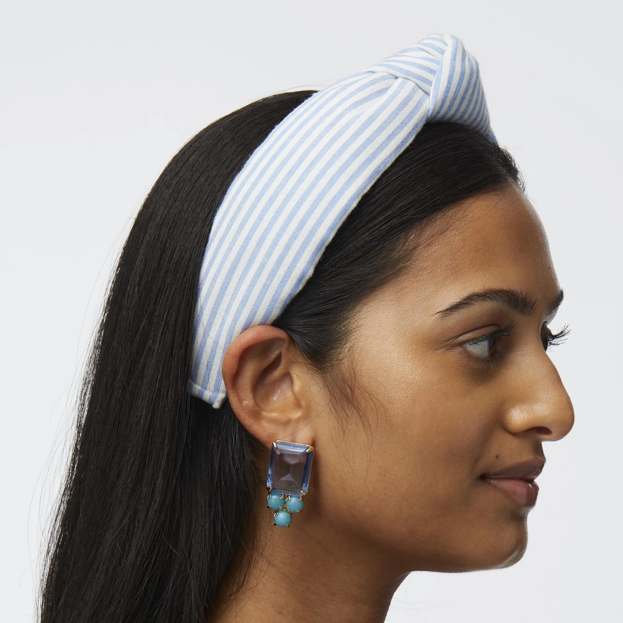 BLUE KNOTTED SEERSUCKER HEADBAND sold by Lele Sadoughi product image thumbnail 4
