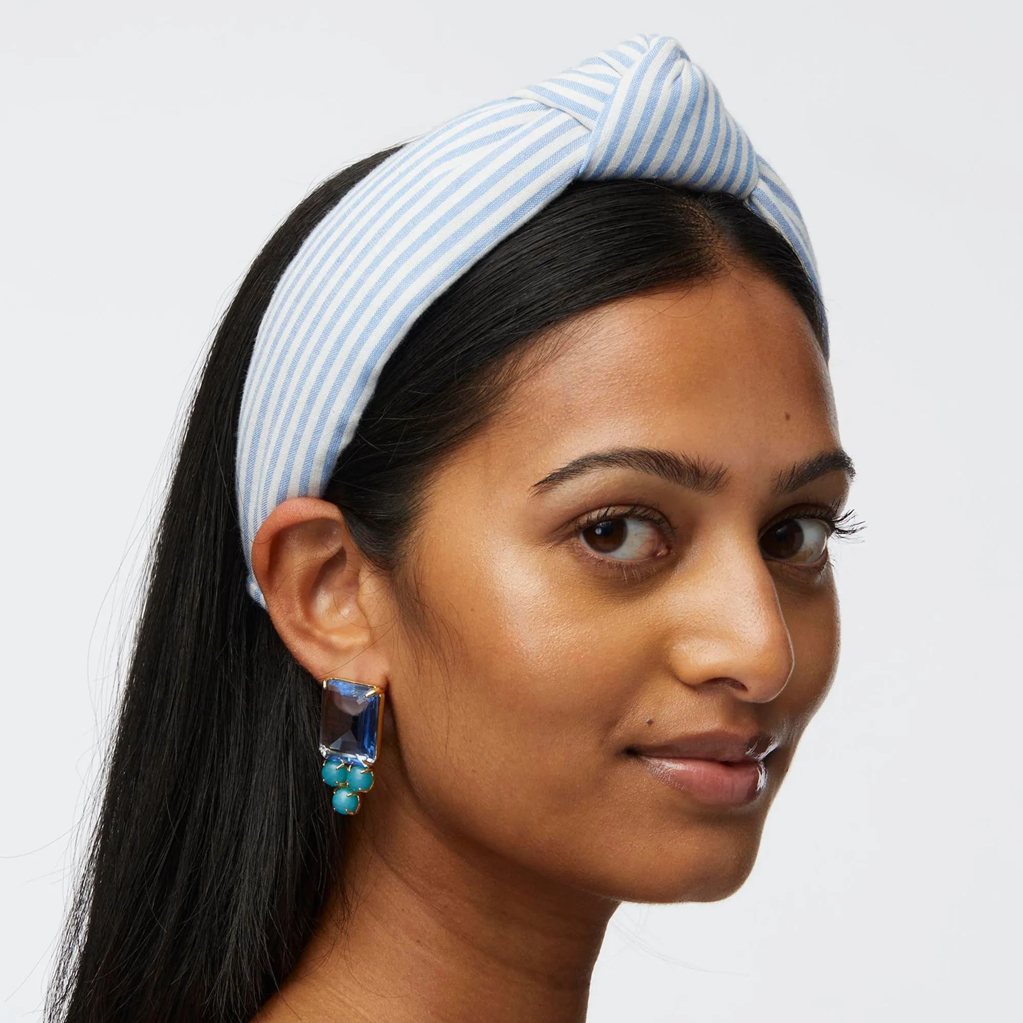 BLUE KNOTTED SEERSUCKER HEADBAND sold by Lele Sadoughi product image thumbnail 2