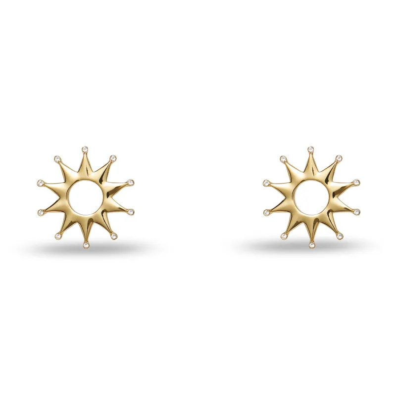 GOLD SUN CRYSTAL STUD EARRINGS sold by Lele Sadoughi