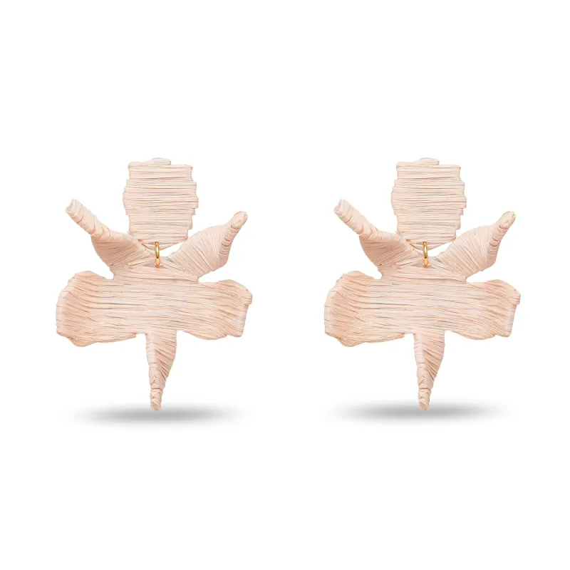 NATURAL RAFFIA PAPER LILY EARRINGS sold by Lele Sadoughi