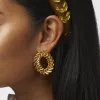 GOLD OVAL WREATH EARRINGS sold by Lele Sadoughi