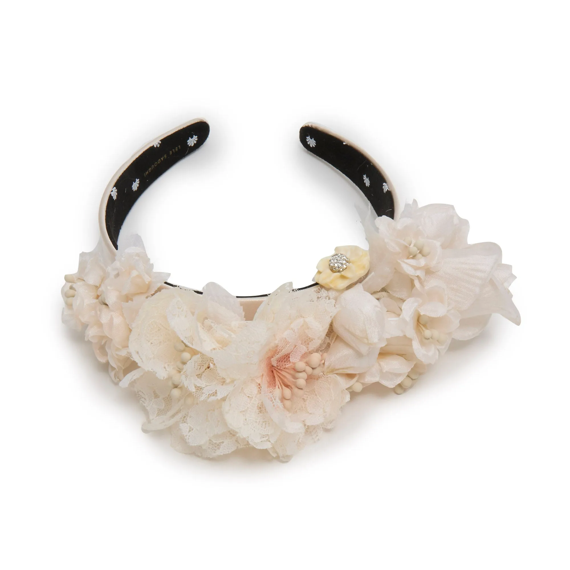 BLUSH LACE JEWELED FLORAL BOUQUET HEADBAND sold by Lele Sadoughi product image thumbnail 3