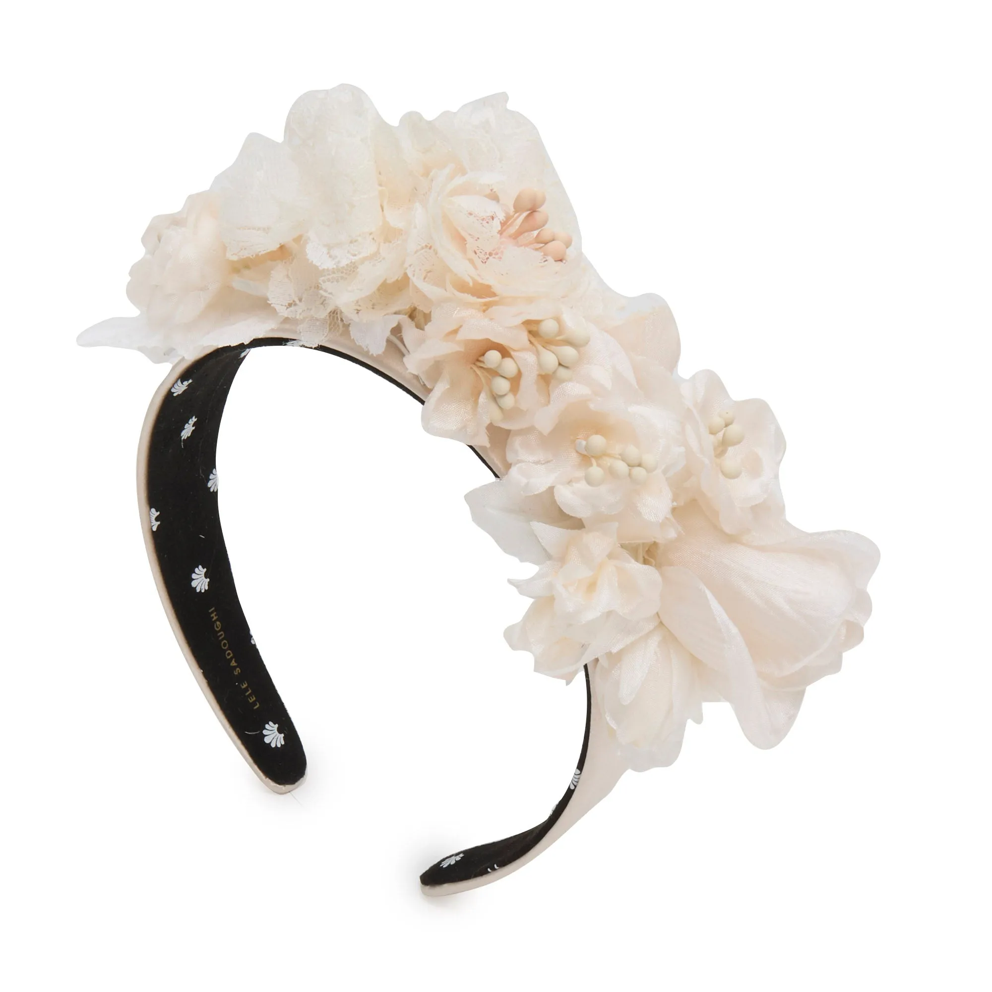 BLUSH LACE JEWELED FLORAL BOUQUET HEADBAND sold by Lele Sadoughi product image thumbnail 2