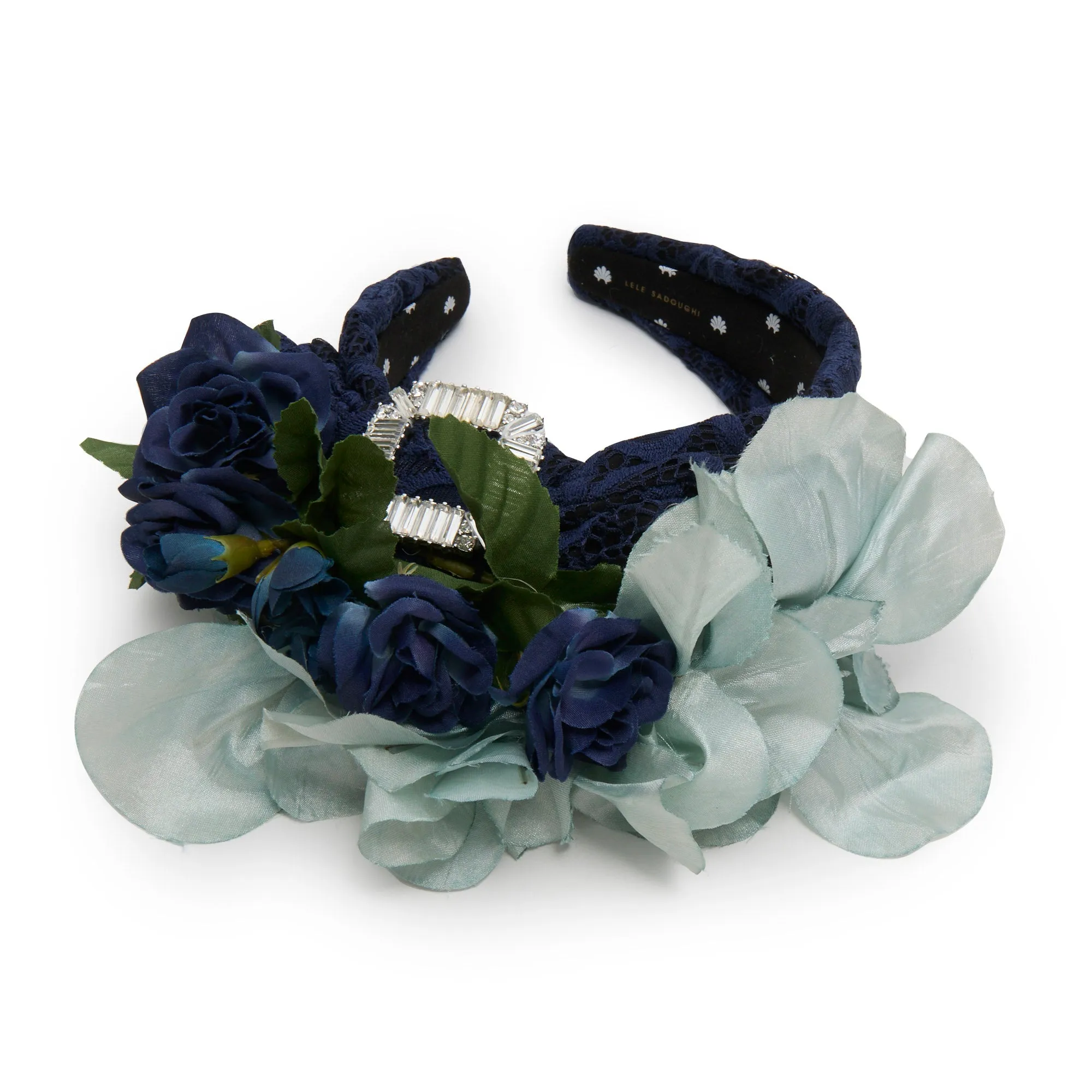 MIDNIGHT BLUE JEWELED ROSE FLORAL BOUQUET HEADBAND sold by Lele Sadoughi product image thumbnail 3